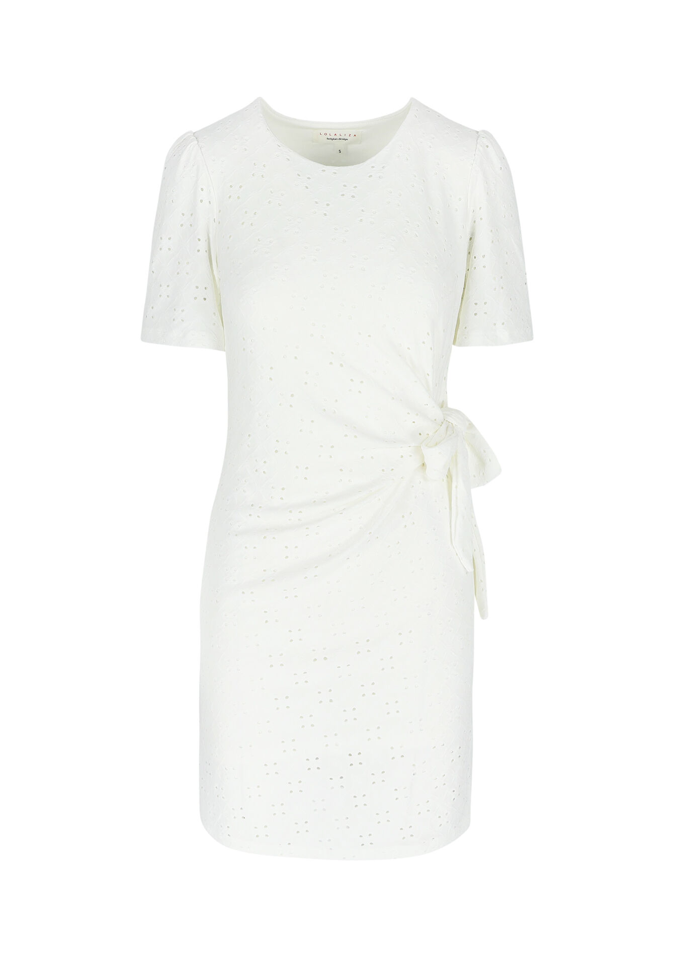 Robe t-shirt avec broderie anglaise, Robe t-shirt avec broderie anglaise - OPTICAL WHITE - 08103722_1019