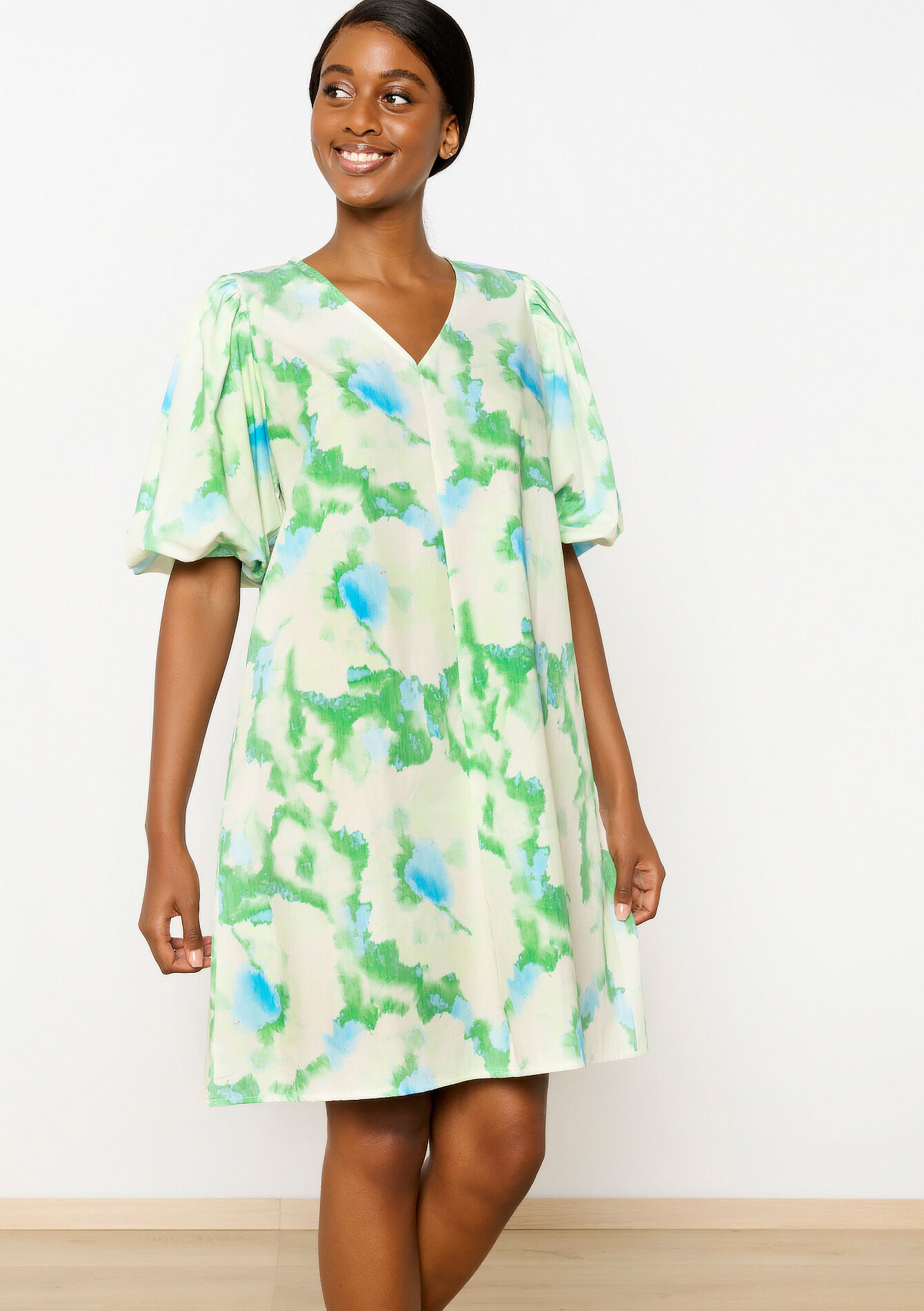 T-shirt dress with balloon sleeves, undefined - OFFWHITE - undefined