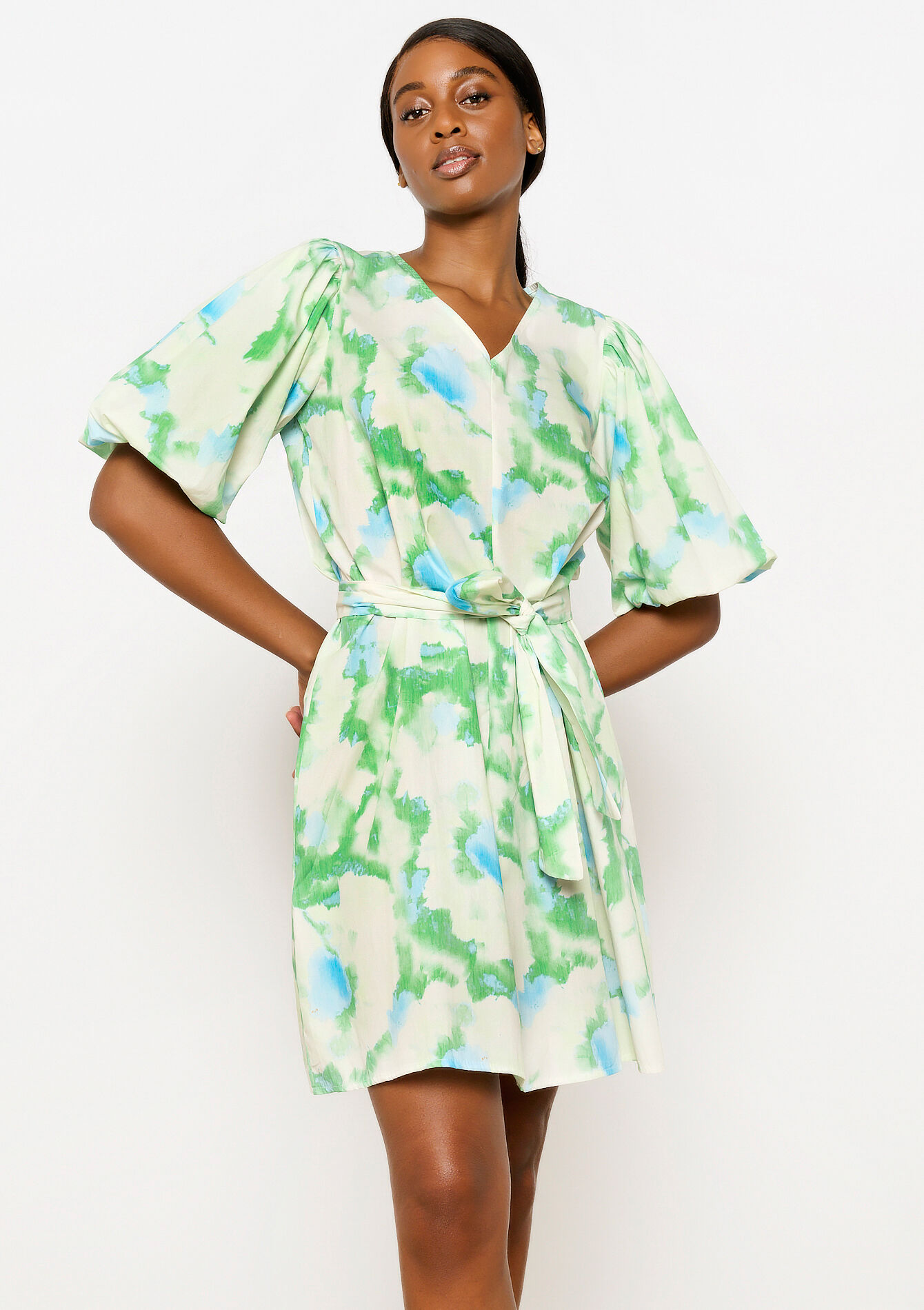 T-shirt dress with balloon sleeves, undefined - OFFWHITE - undefined