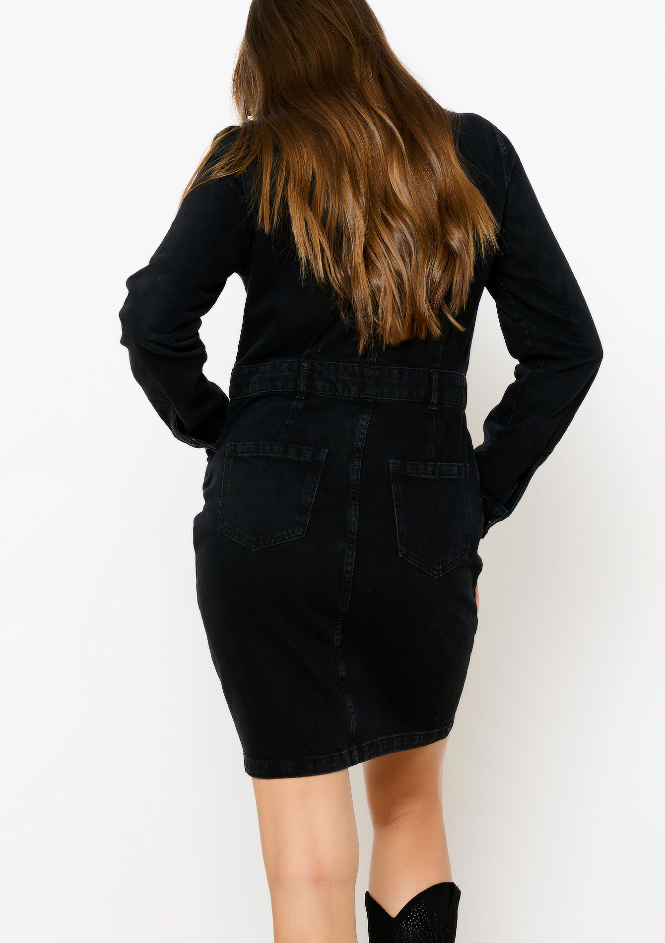 Robe courte en denim, Robe courte en denim - BLACK - 08103746_0503