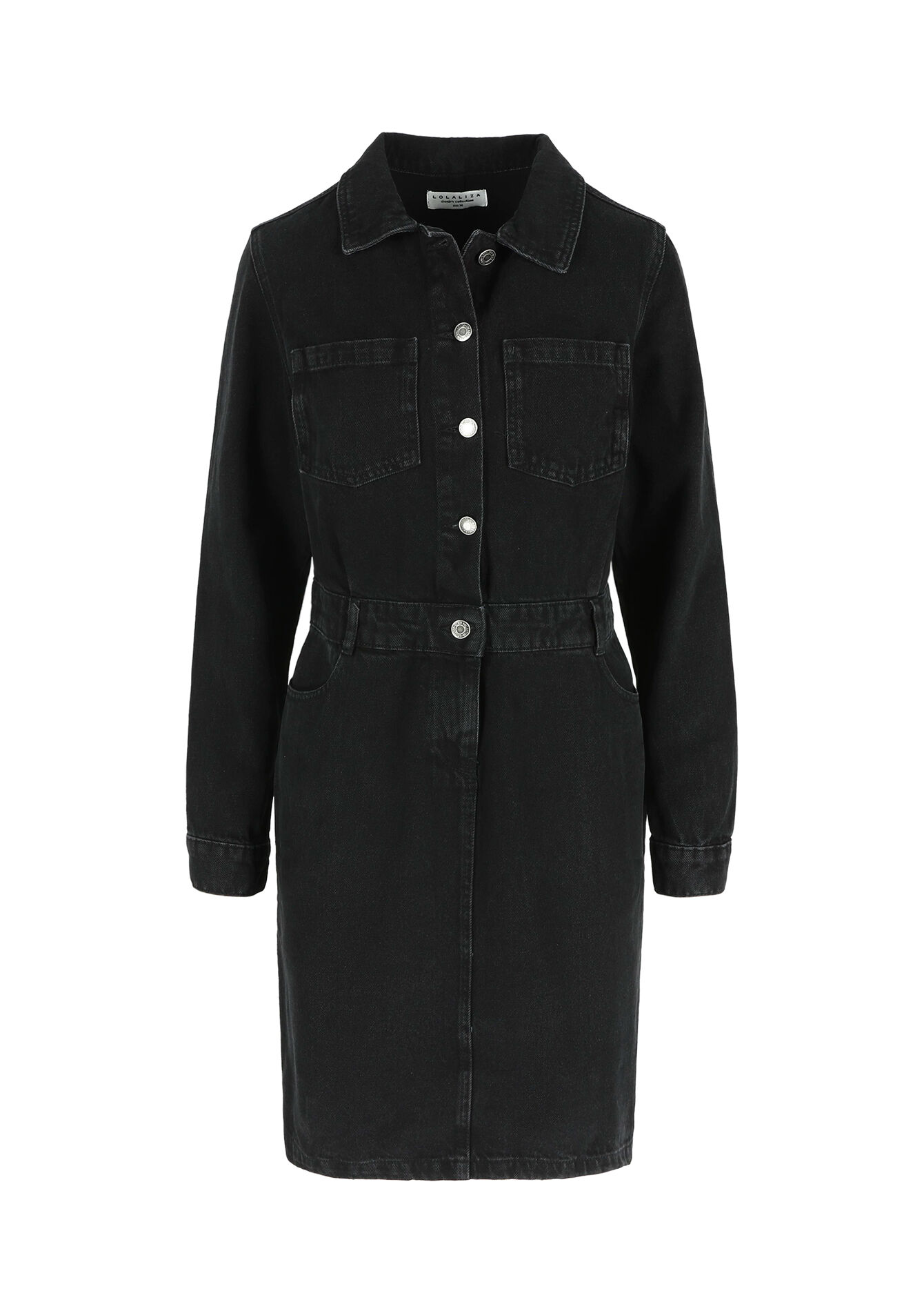 Robe courte en denim, Robe courte en denim - BLACK - 08103746_0503