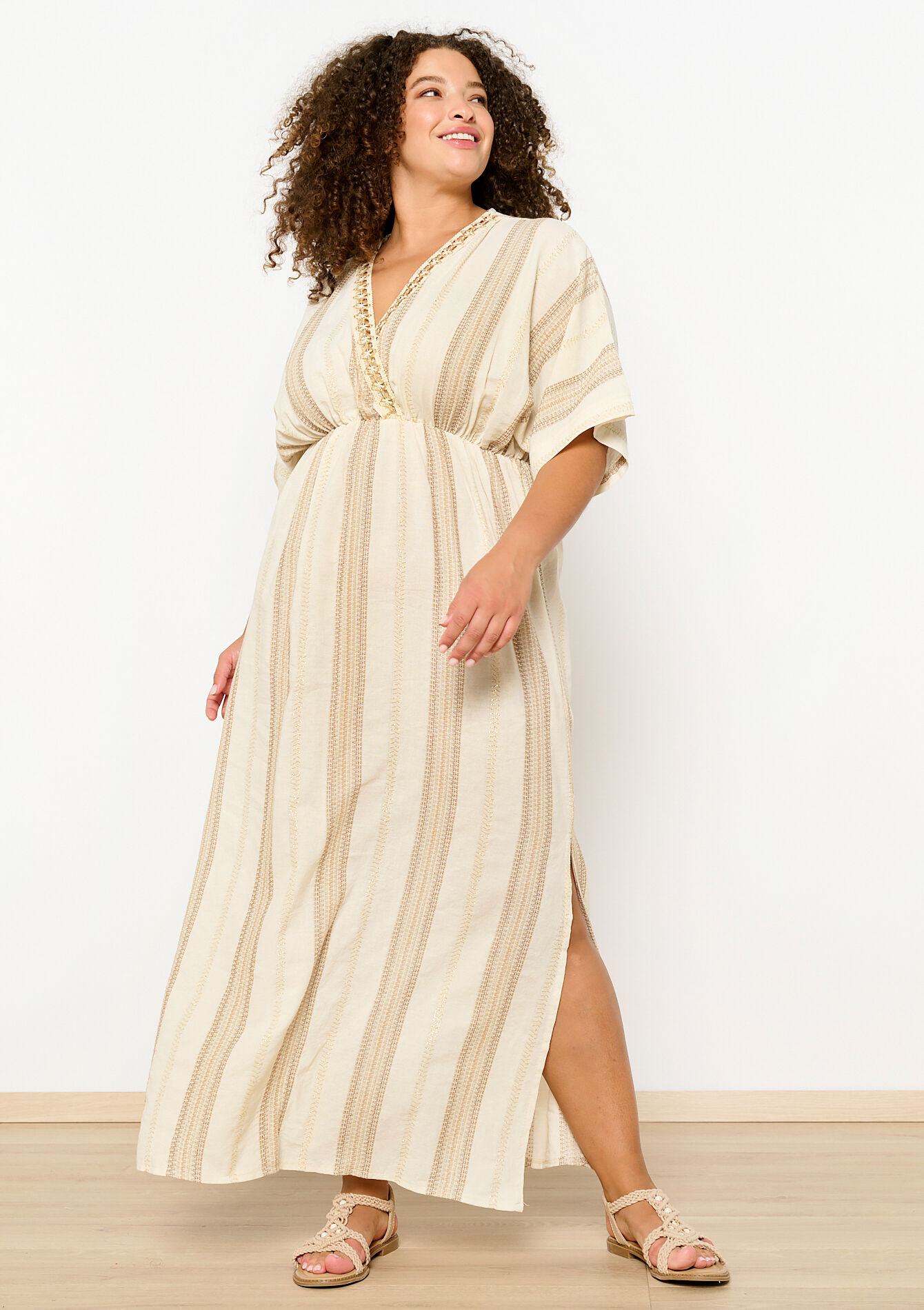 Jacquard caftan dress, undefined - BEIGE DESERT - undefined
