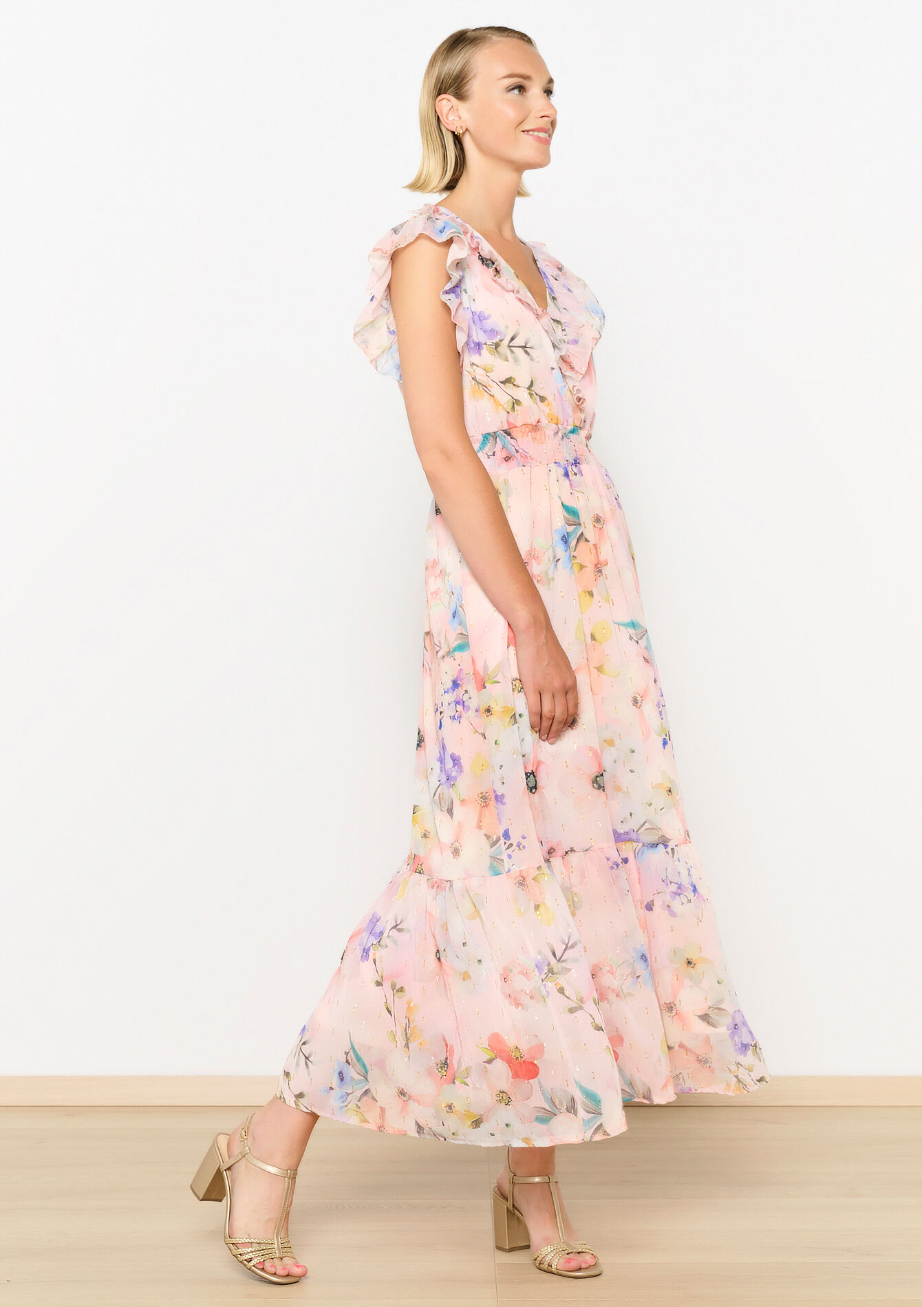 Maxi-jurk met bloemenprint, undefined - NUDE PINK - undefined