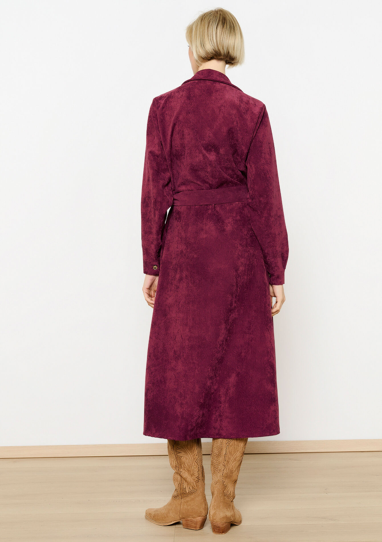 Robe-chemise en velours côtelé, Robe-chemise en velours côtelé - DARK BORDEAUX - 08103875_1424