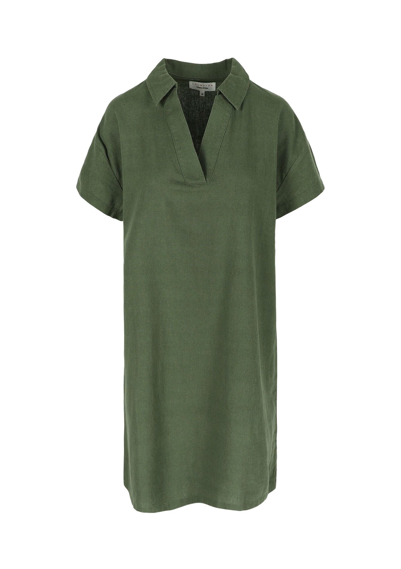 Linen shirt dress, Linen shirt dress - KHAKI MED - 08103881_4327