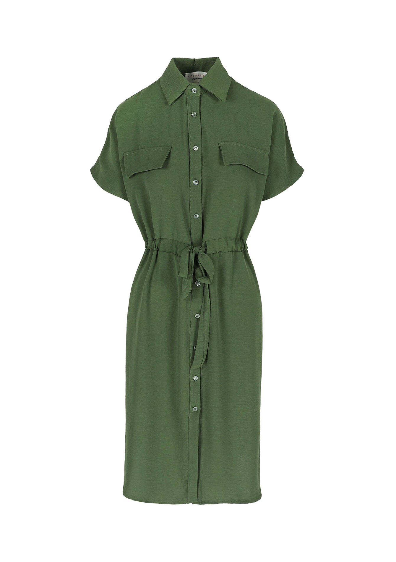 Midi hemdjurk, Midi hemdjurk - KHAKI MED - 08104038_4327