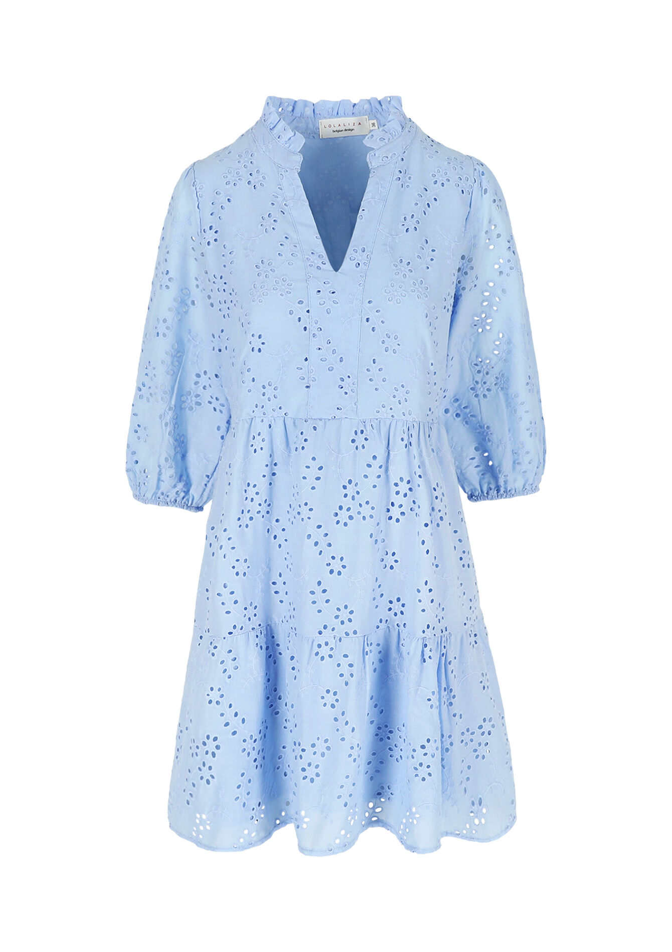 Embroidered short dress, Embroidered short dress - BLUE PASTEL - 08104069_3003