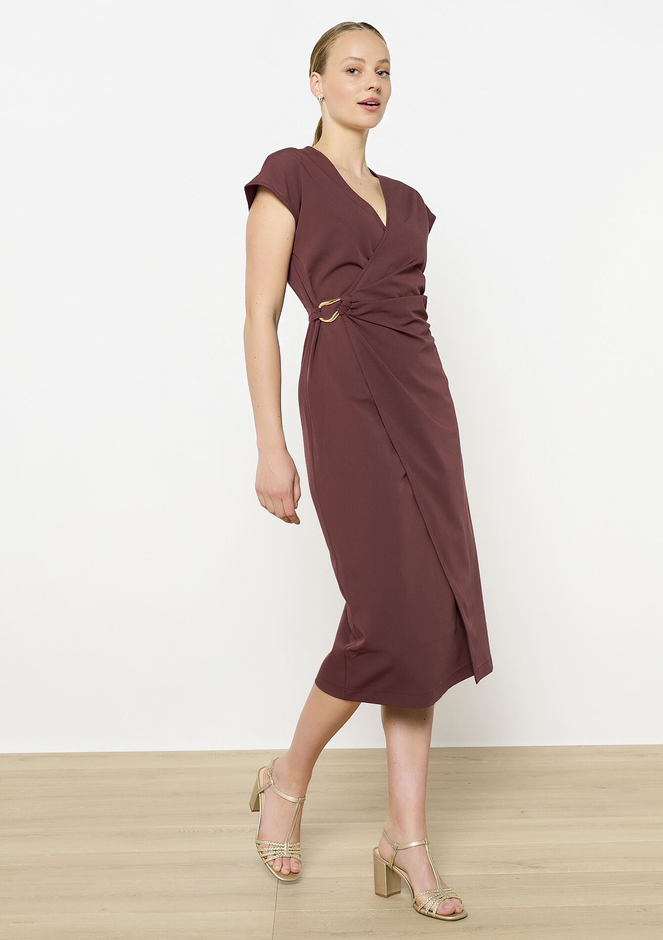 Midi wrap dress, undefined - TERRACOTTA - undefined
