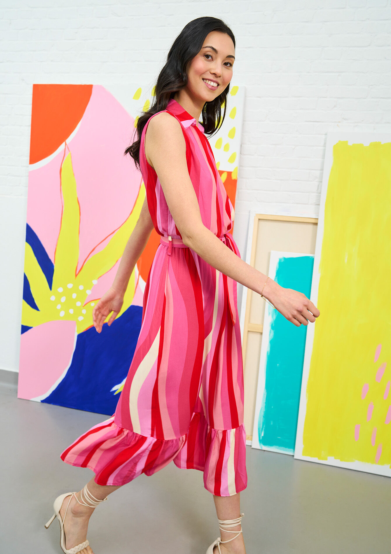 Striped wrap dress, Striped wrap dress, , back