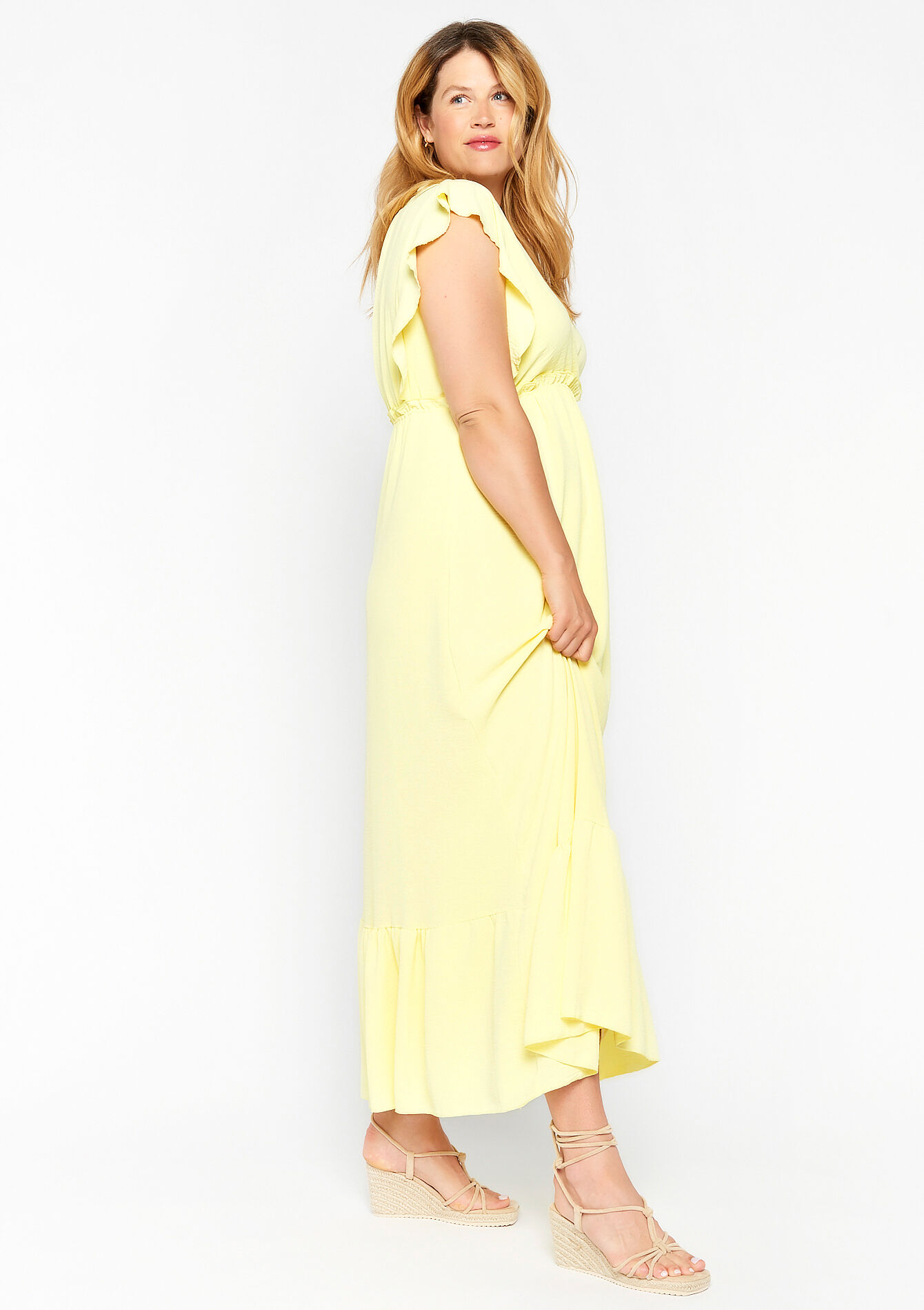 Robe longue cache-coeur, Robe longue cache-coeur - YELLOW PASTEL - 08601658_5004