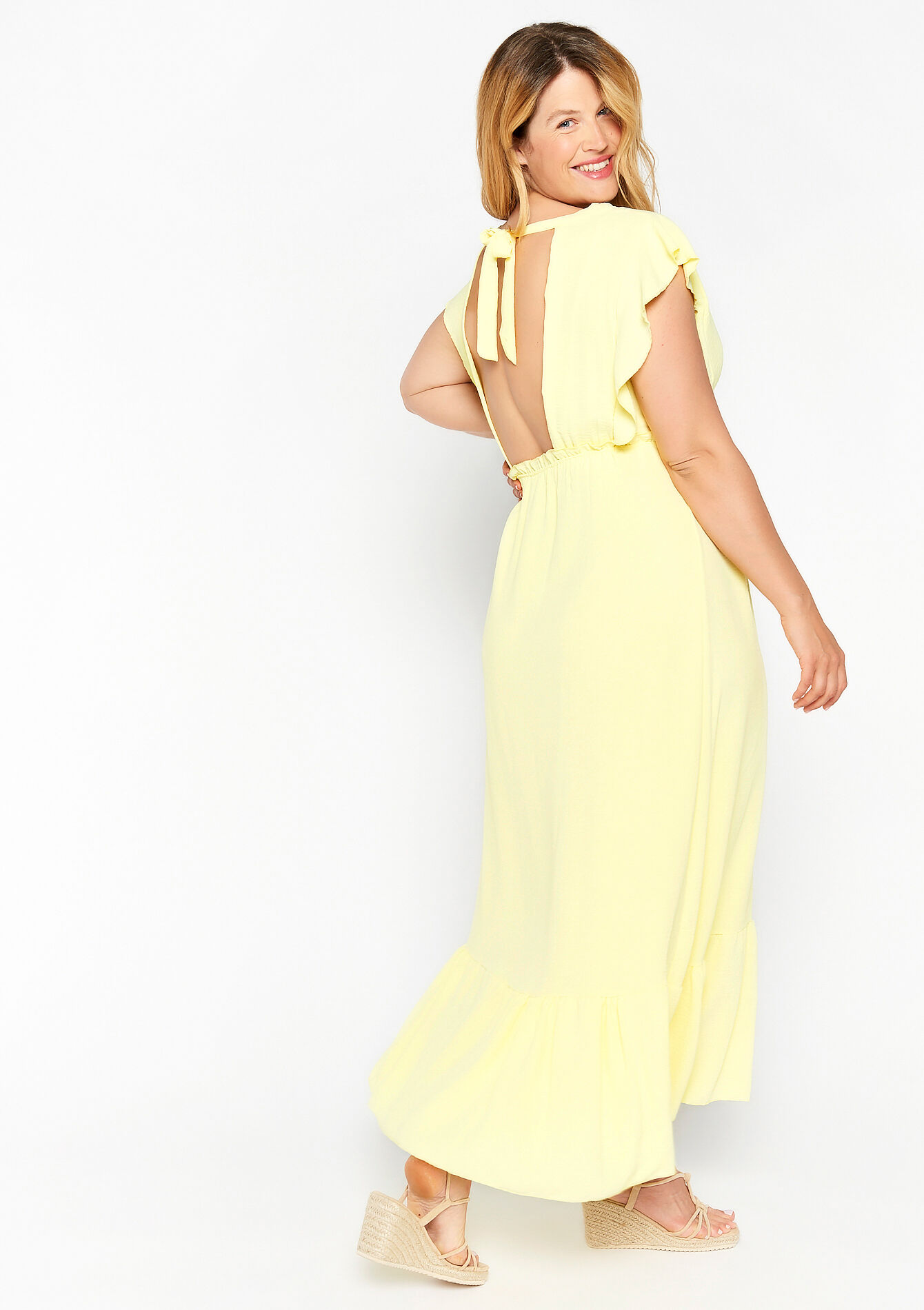 Robe longue cache-coeur, Robe longue cache-coeur - YELLOW PASTEL - 08601658_5004