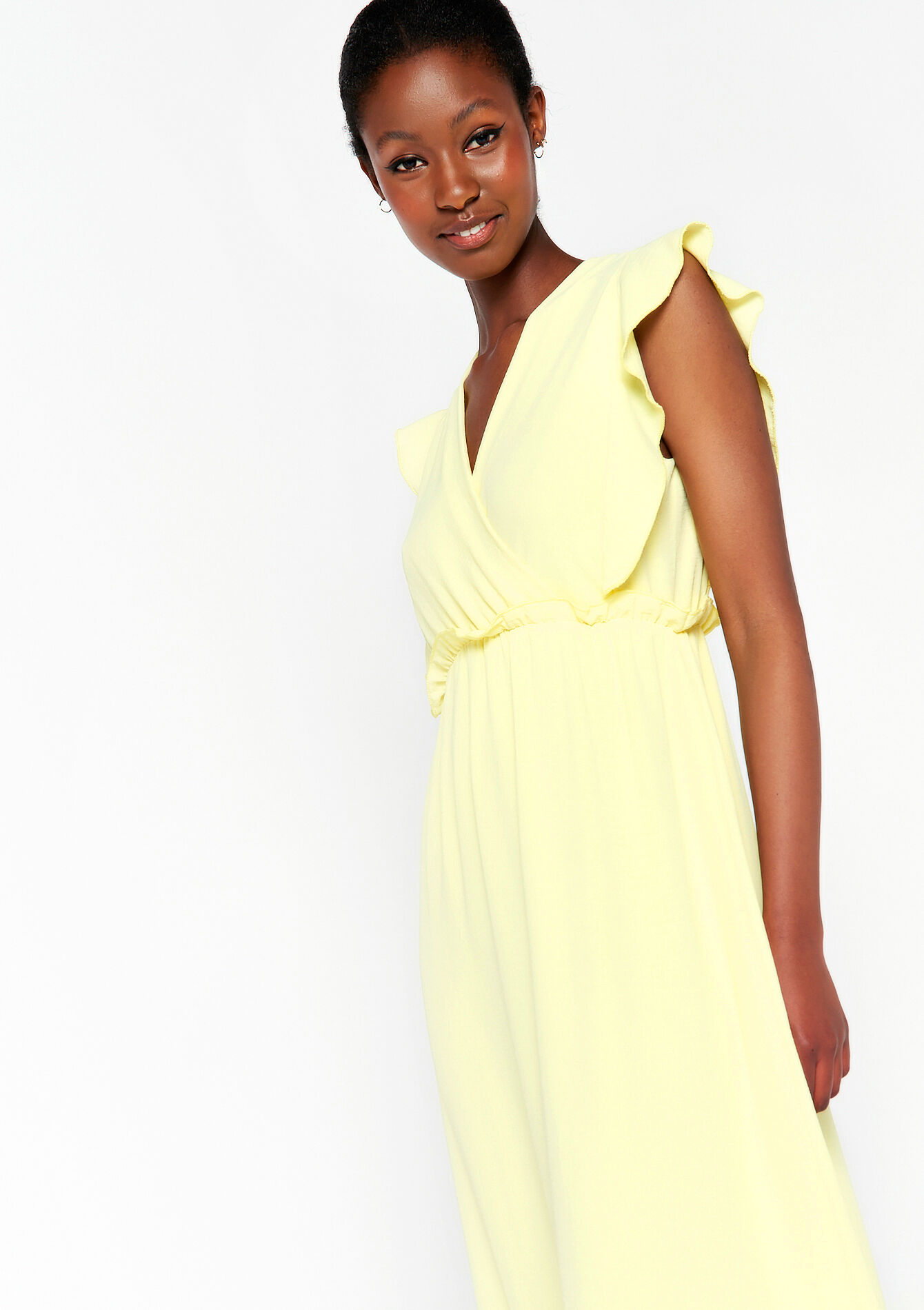 Robe longue cache-coeur, Robe longue cache-coeur - YELLOW PASTEL - 08601658_5004