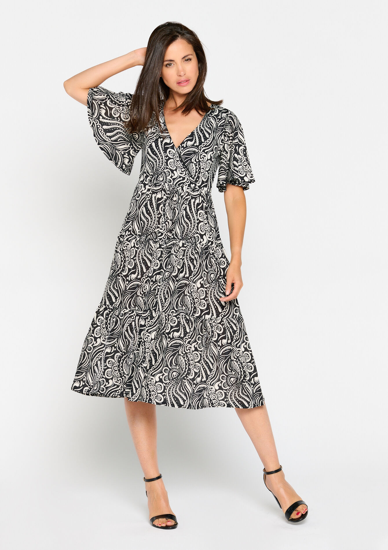 Maxi dress with print, undefined - BLACK - undefined