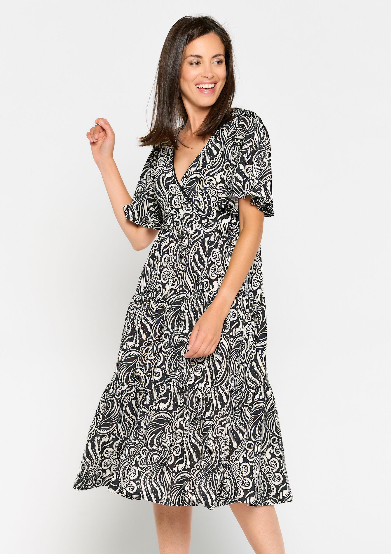 Maxi dress with print, undefined - BLACK - undefined