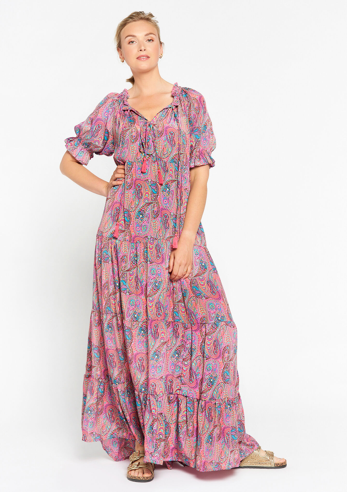 Robe à volants à imprimé Paisley, undefined - PINK BUBBLEGUM - undefined