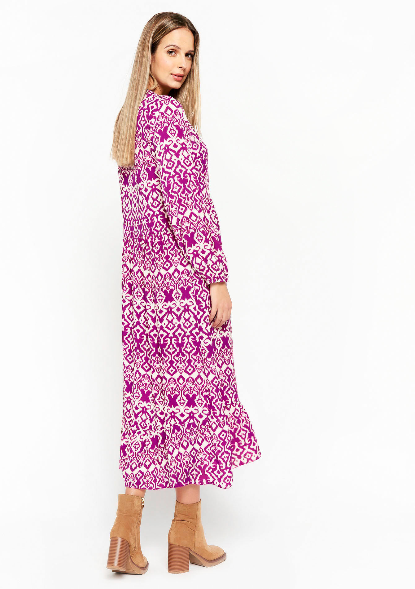 Maxi dress with ikat print, Maxi dress with ikat print - VIOLINE - 08601894_2576