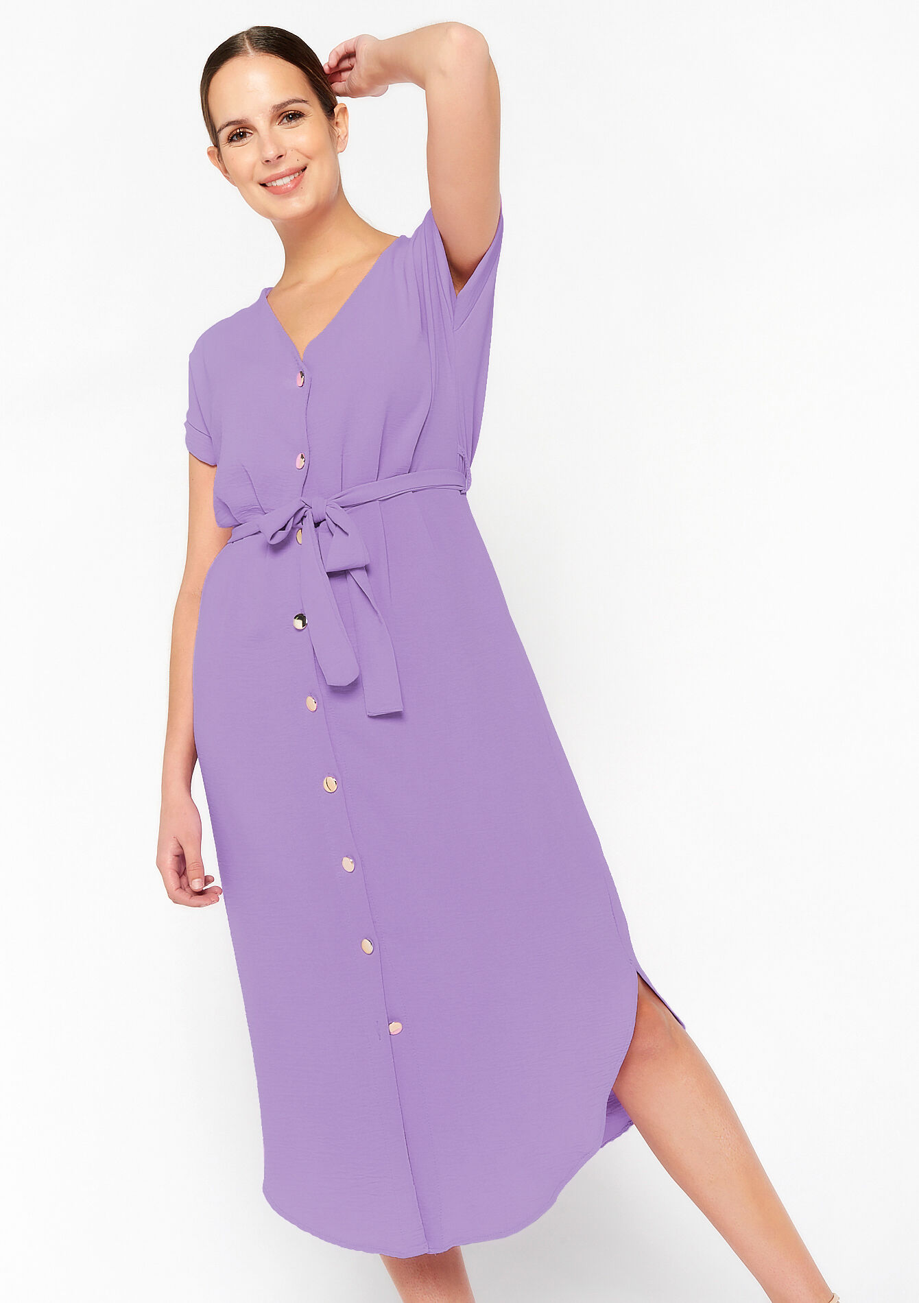 Maxi dress with buttons, undefined - PASTEL LILAC - undefined