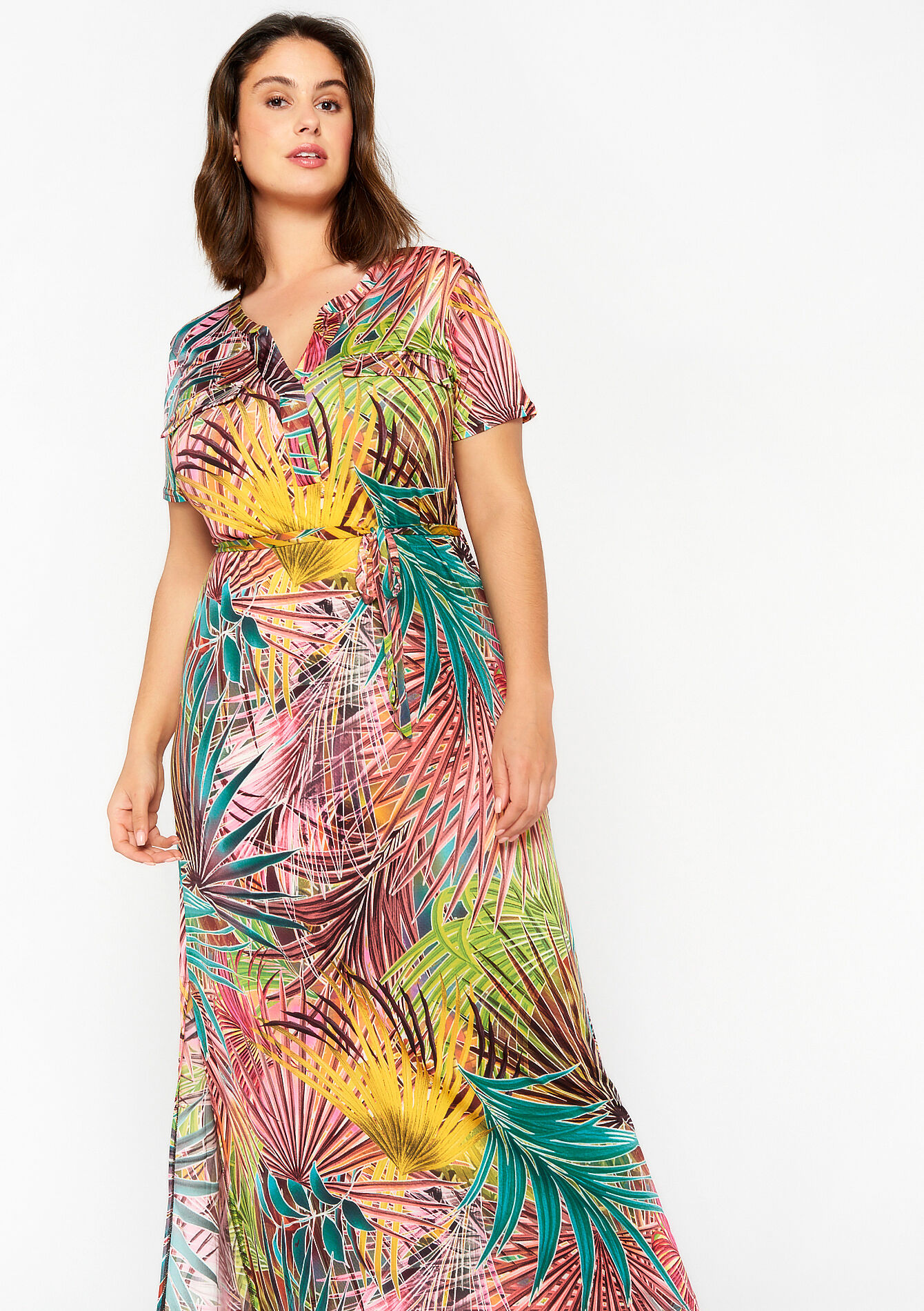 Maxi dress with tropical print, undefined - MULTICOLOR - undefined