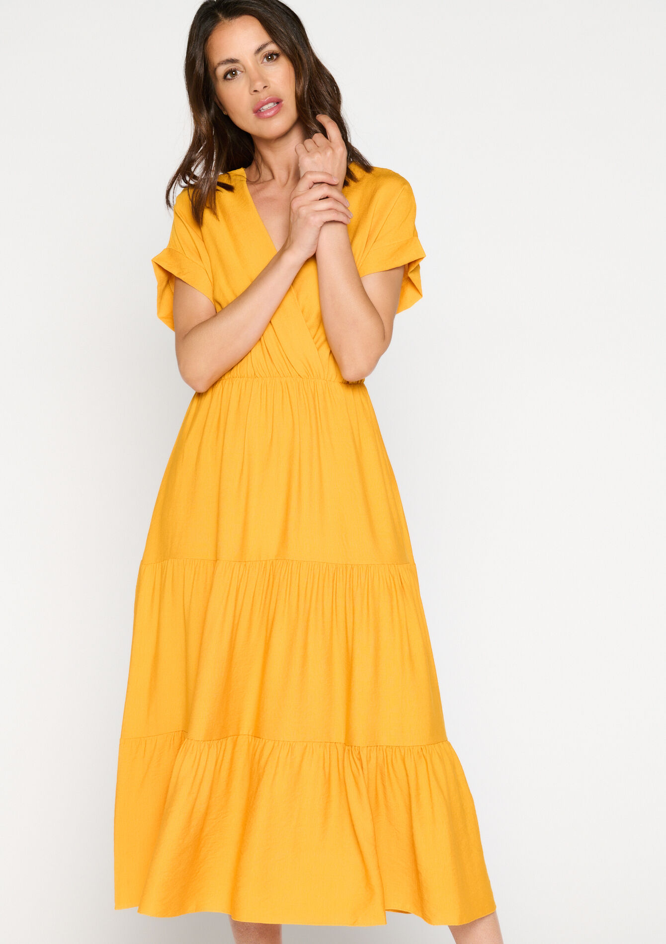Maxi dress with ruffles, undefined - ORANGE MANGO - undefined