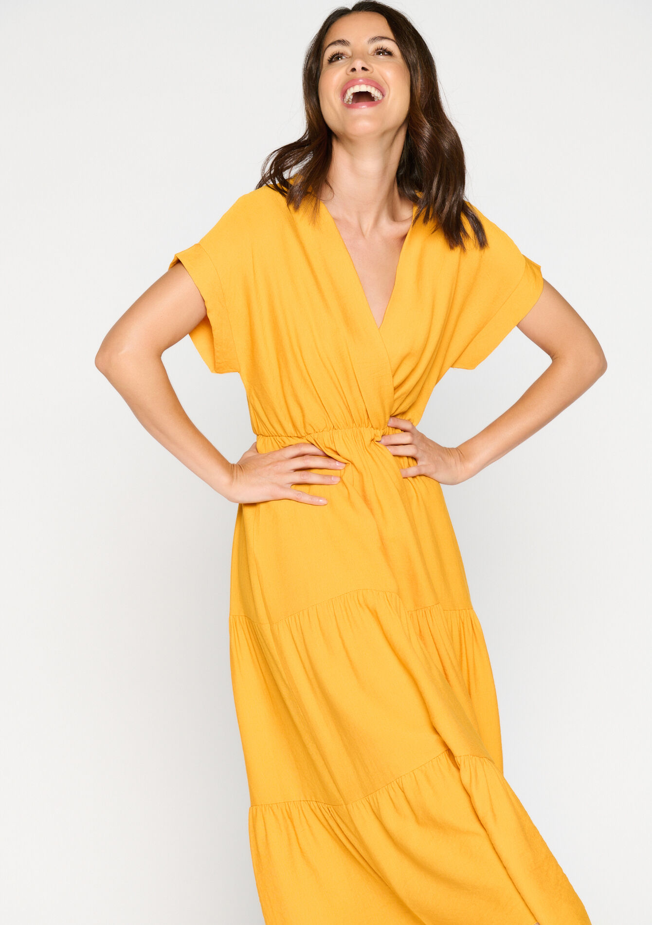 Maxi dress with ruffles, undefined - ORANGE MANGO - undefined