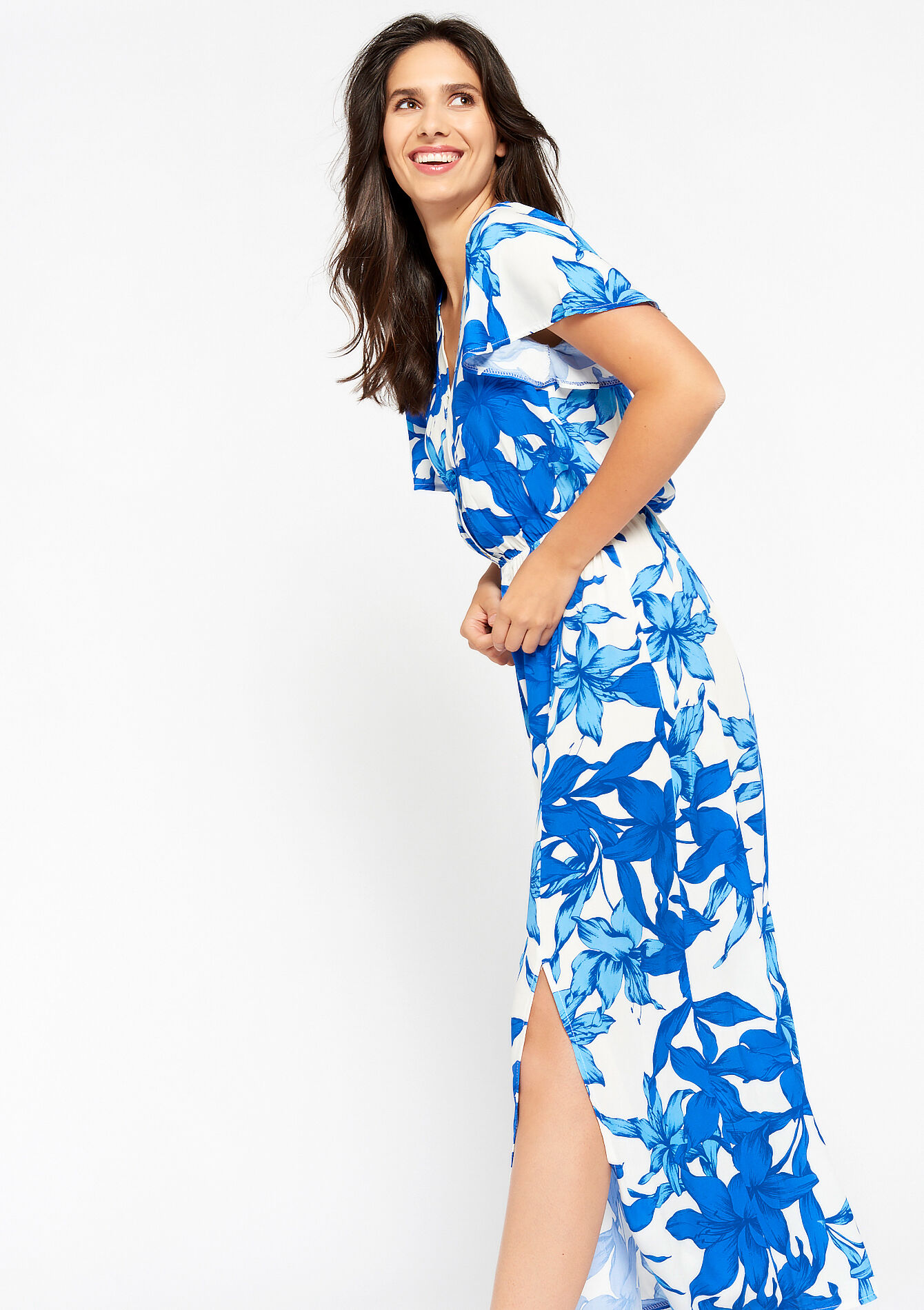 Maxi-jurk met tropische bloemen, undefined - BLUE FAIENCE - undefined