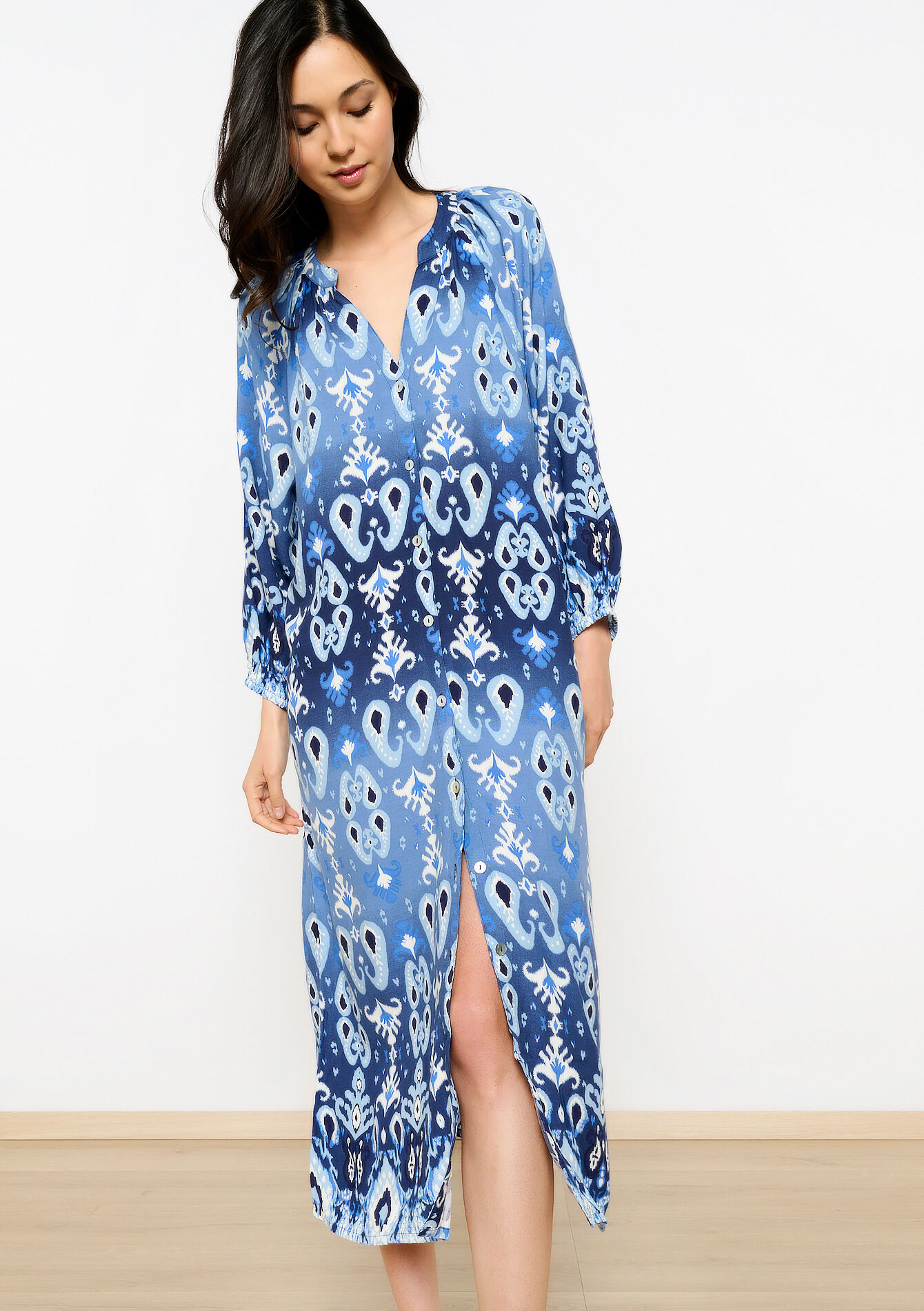 Kaftan jurk met print, Kaftan jurk met print - BLUE ALLURE - 08602228_2926