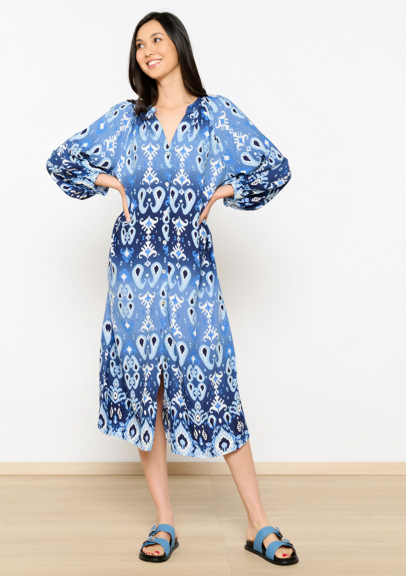 Kaftan jurk met print, Kaftan jurk met print - BLUE ALLURE - 08602228_2926