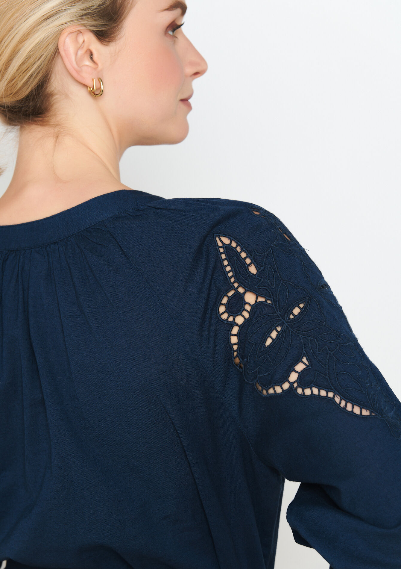 Midi dress with embroidery detail, undefined - NAVY BASIC - undefined