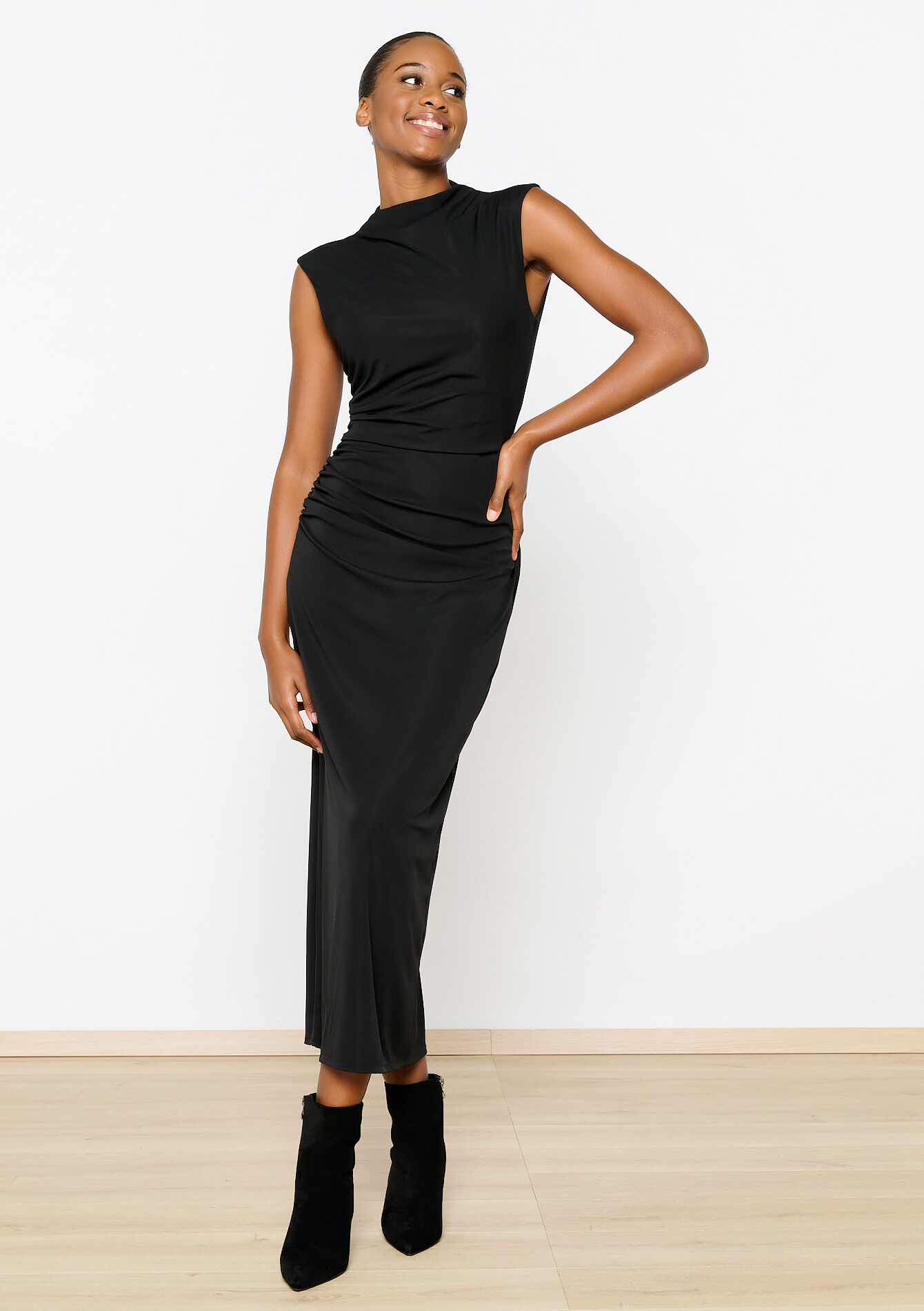 Robe mi-longue moulante, undefined - BLACK - undefined