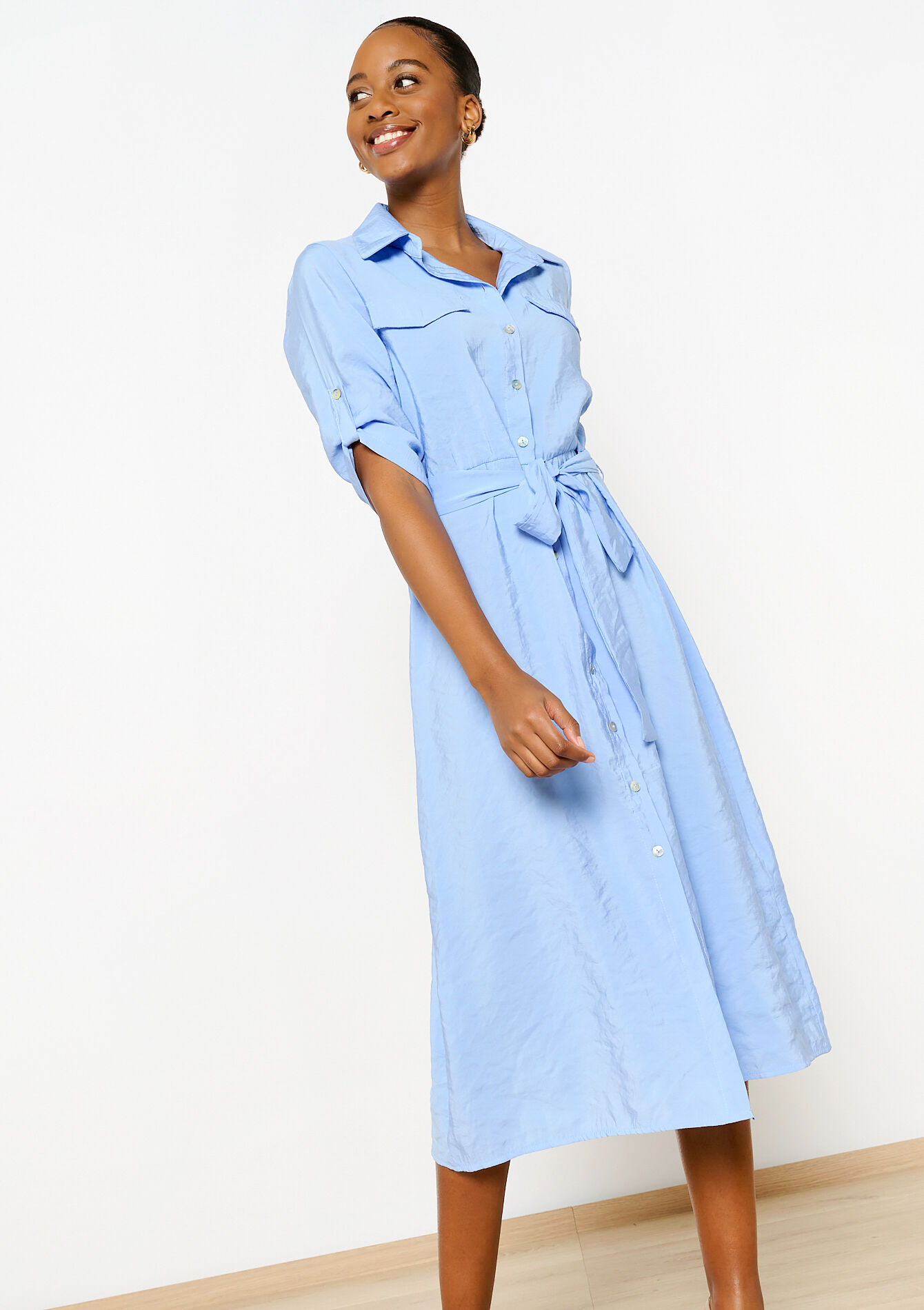 Midi shirt dress, undefined - BLUE PASTEL - undefined