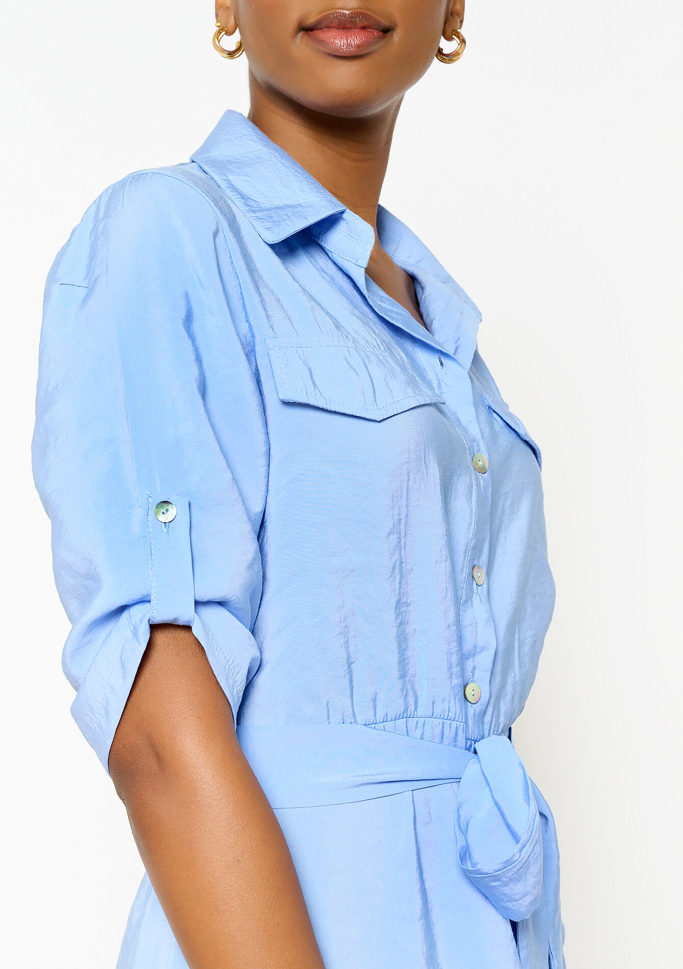 Midi shirt dress, undefined - BLUE PASTEL - undefined