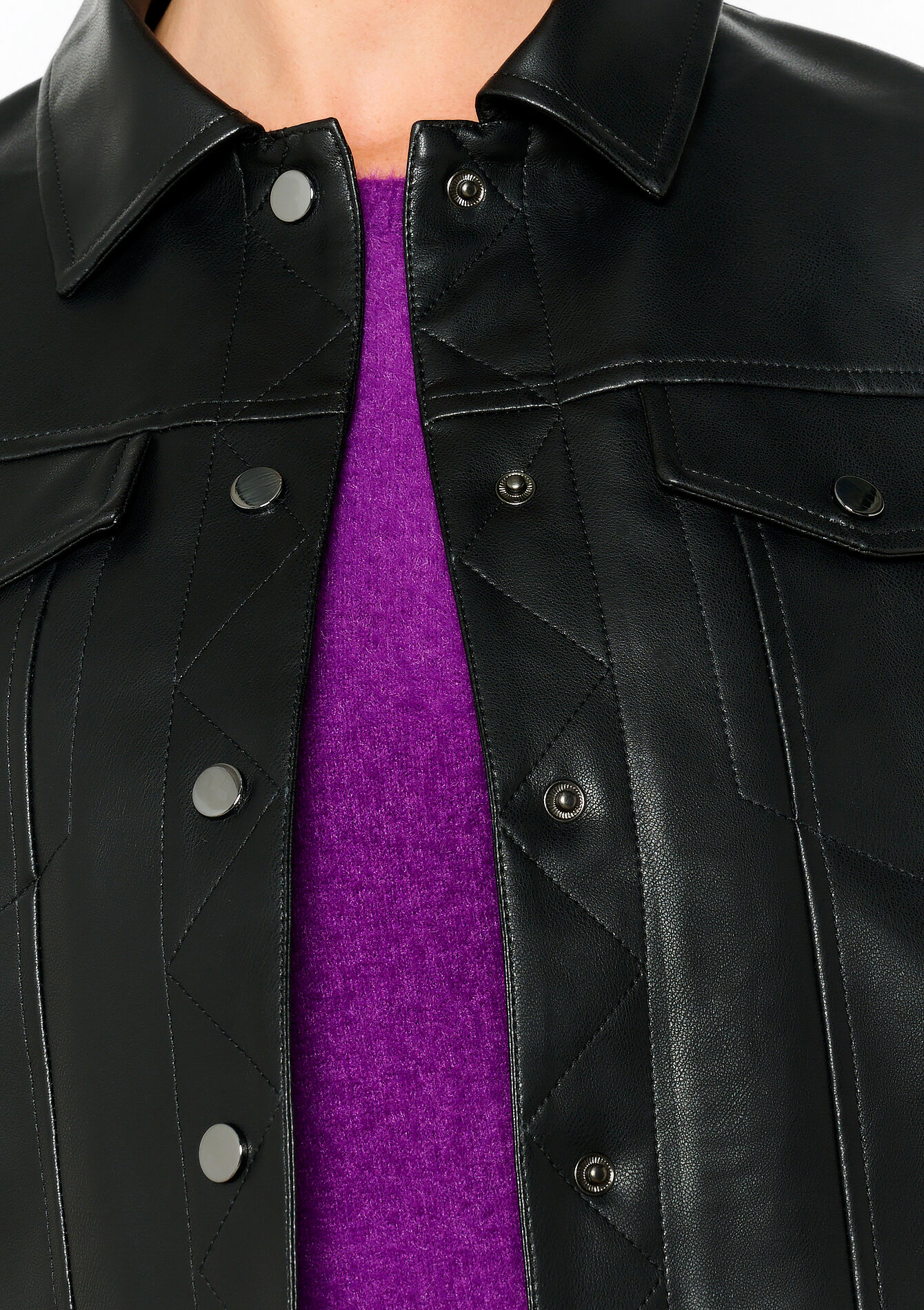 Jacket in imitation leather, undefined - BLACK - undefined