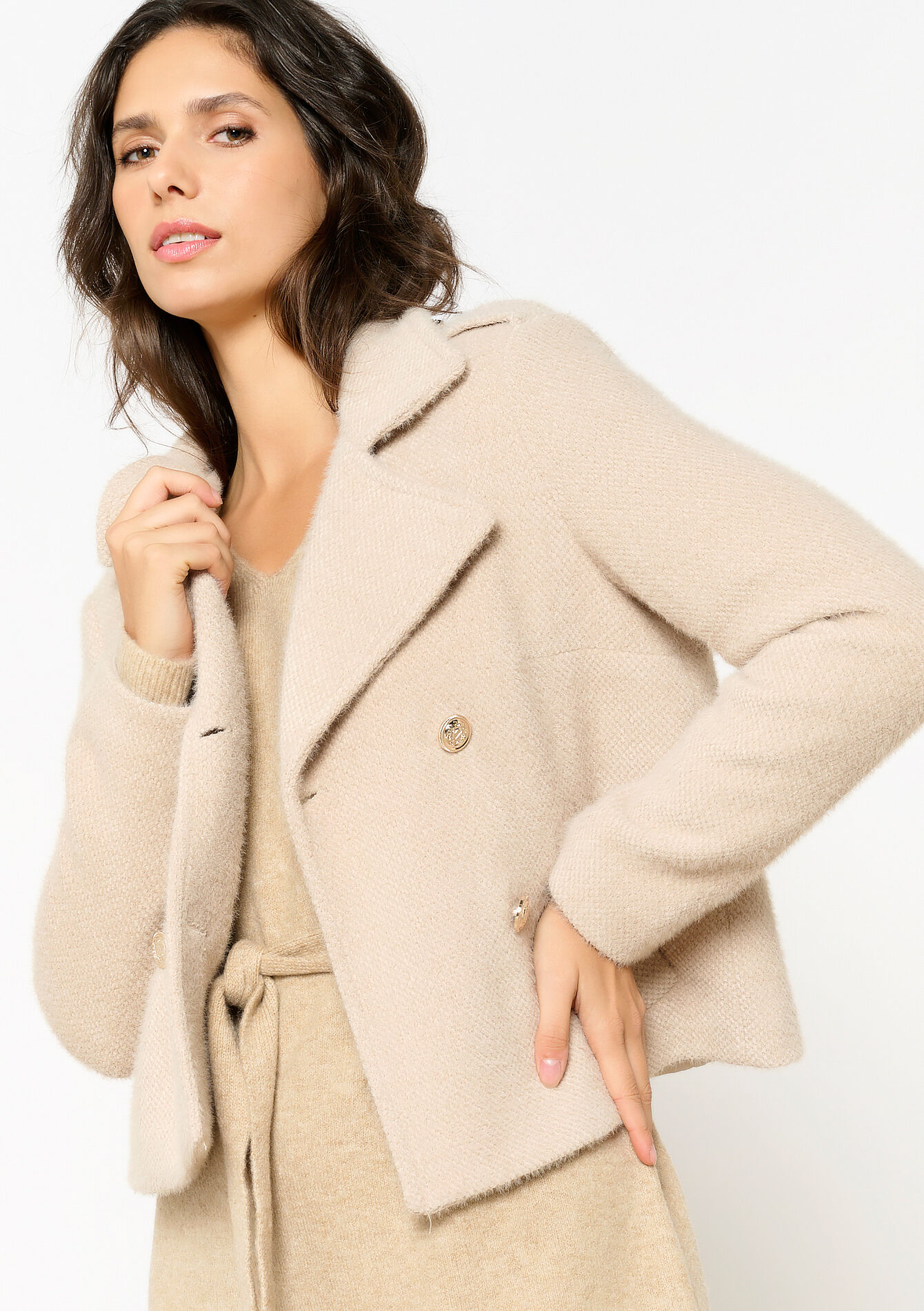 Short soft jacket, undefined - LT BEIGE - undefined