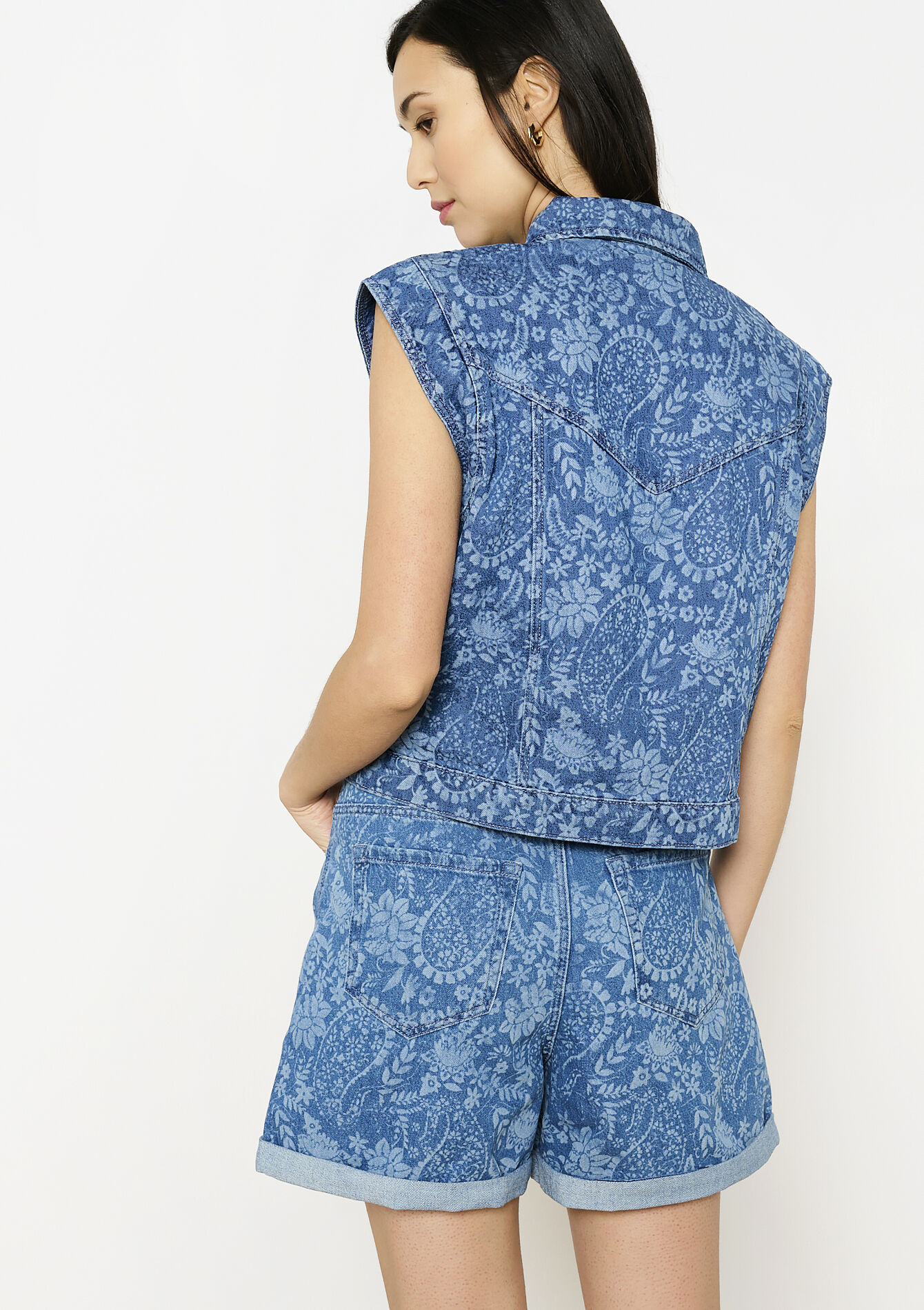 Veste en jean sans manches, Veste en jean sans manches - MEDIUM BLUE - 09100978_0500