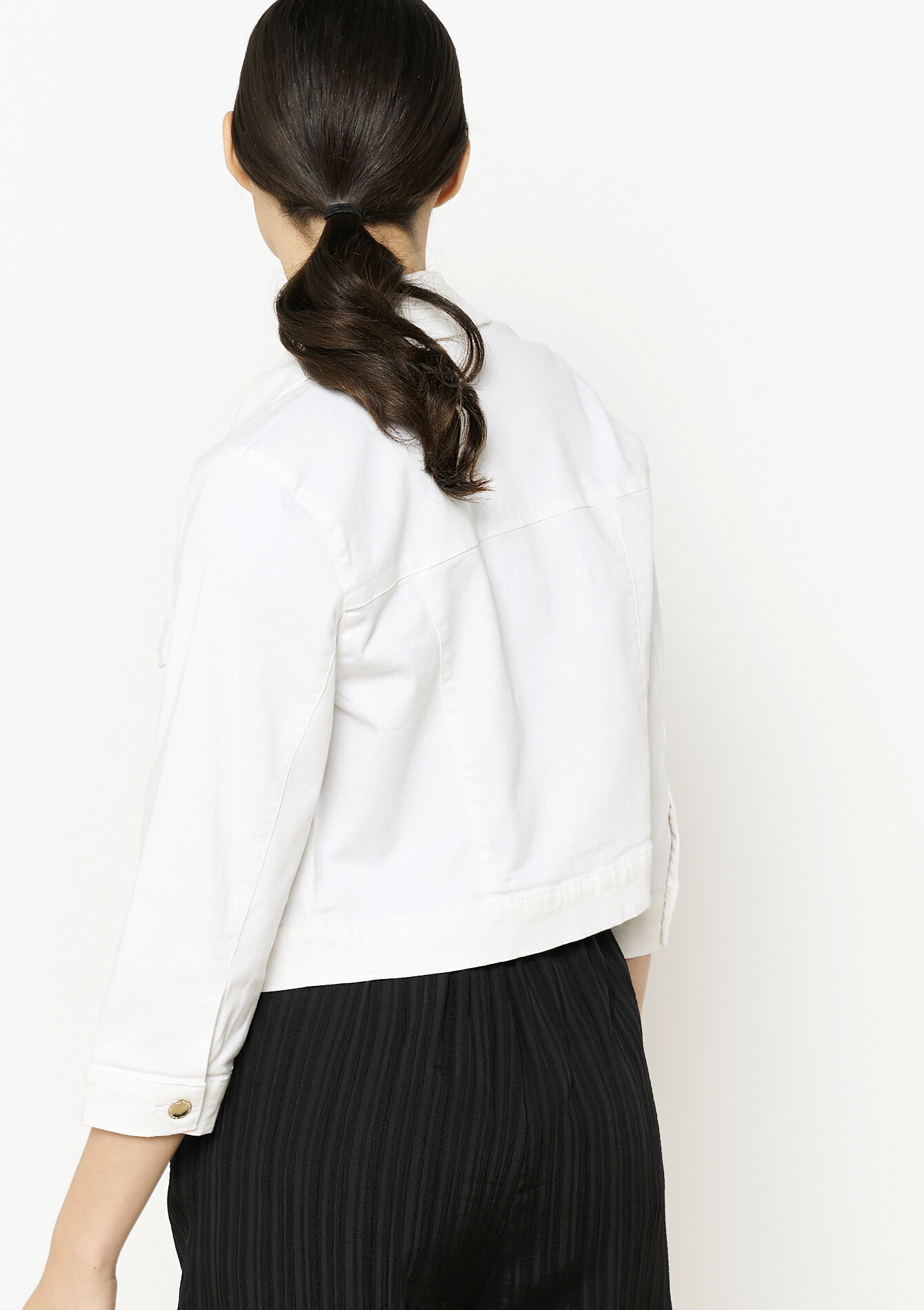 Veste courte en sergé, Veste courte en sergé - OPTICAL WHITE - 09100985_1019
