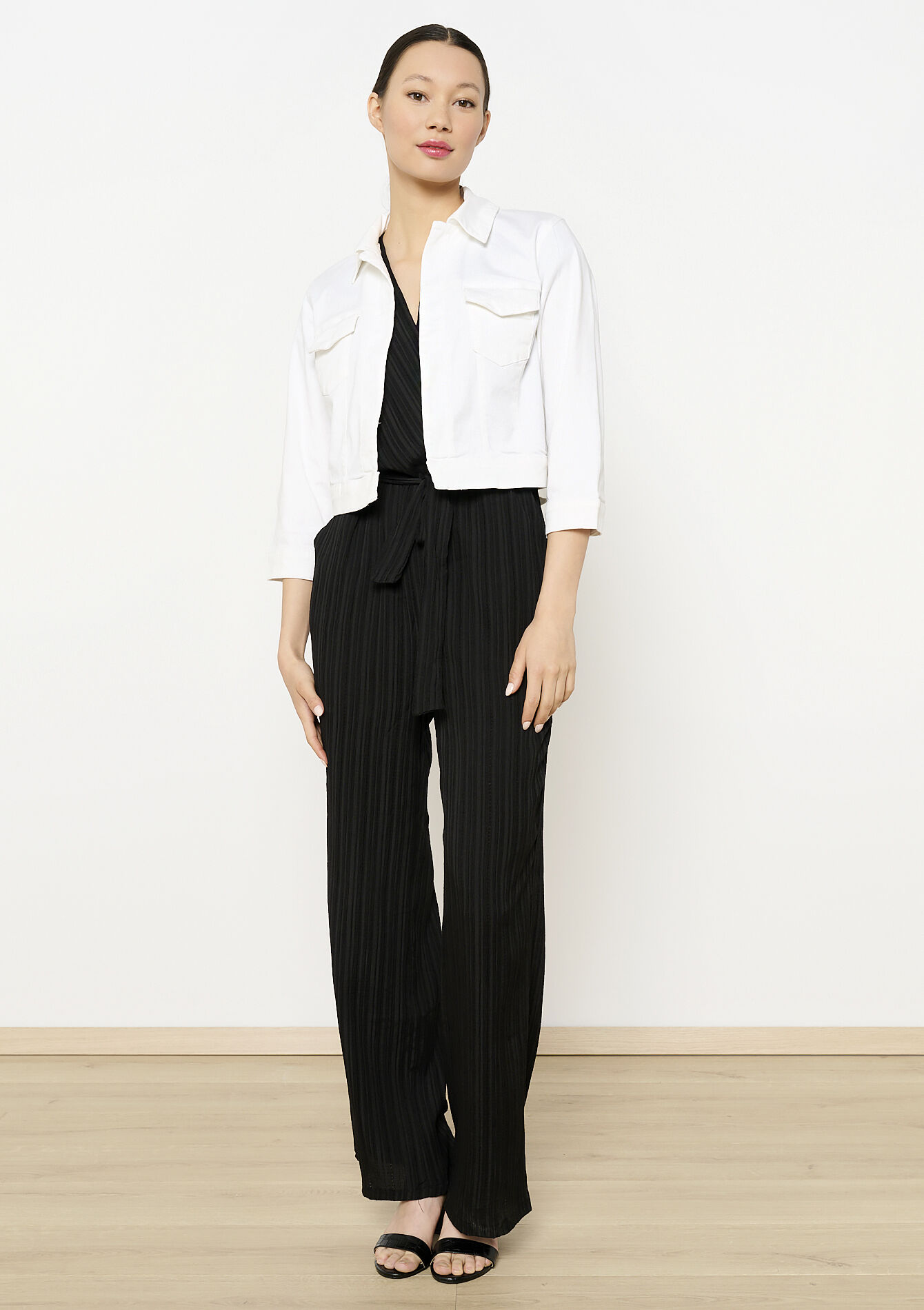 Veste courte en sergé, Veste courte en sergé - OPTICAL WHITE - 09100985_1019