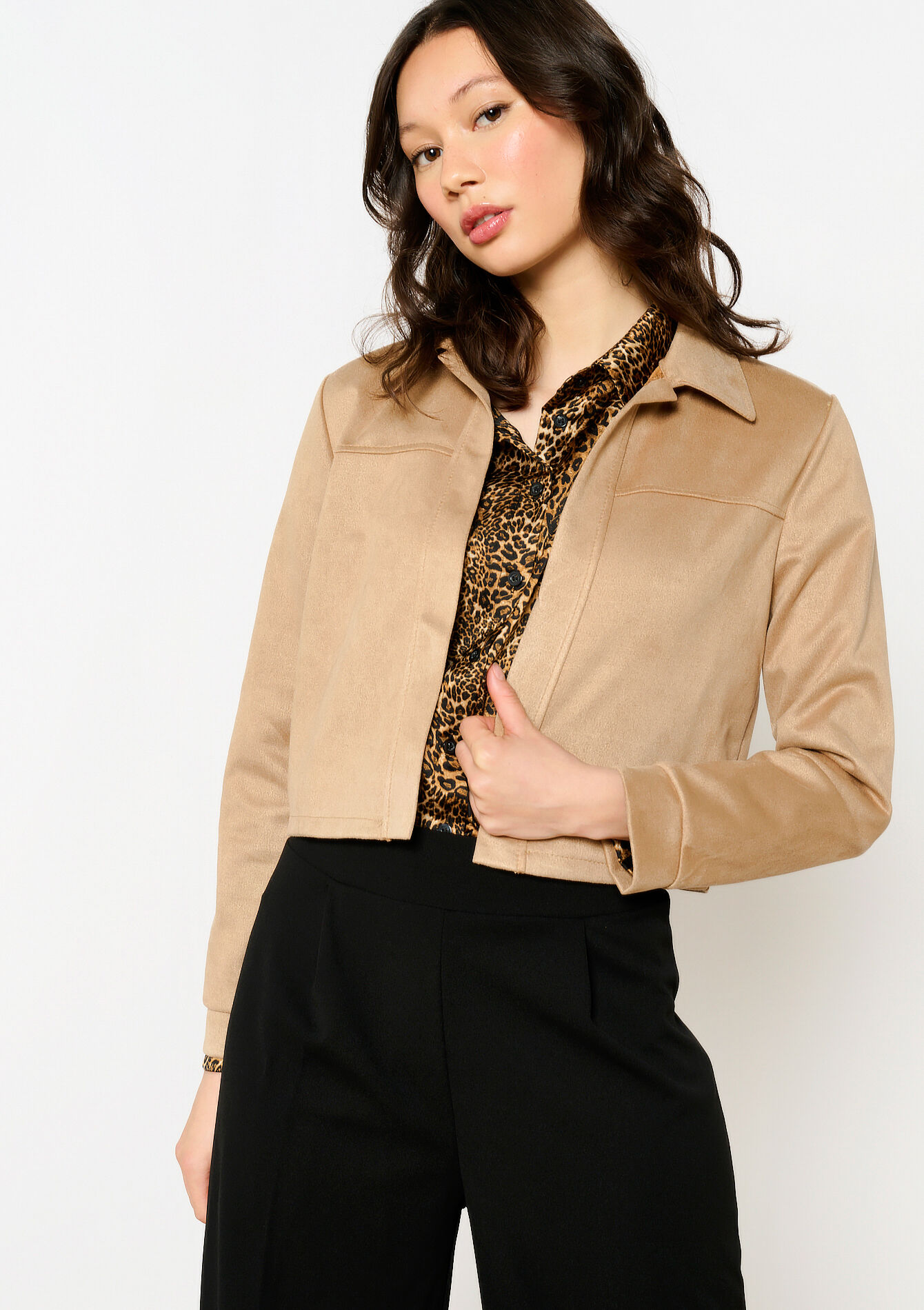 Veste courte en suédine, undefined - LIGHT TAUPE - undefined
