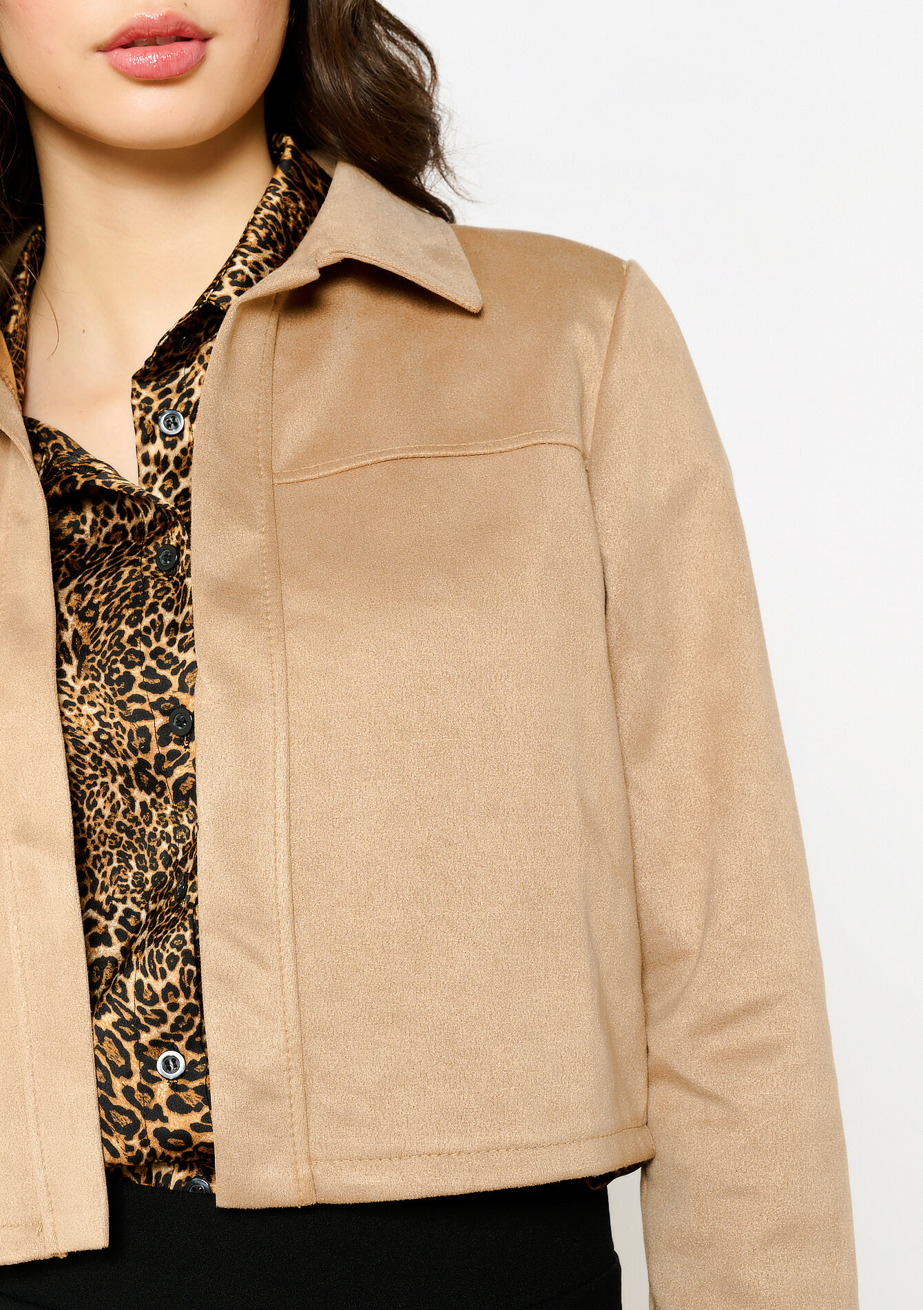 Veste courte en suédine, undefined - LIGHT TAUPE - undefined