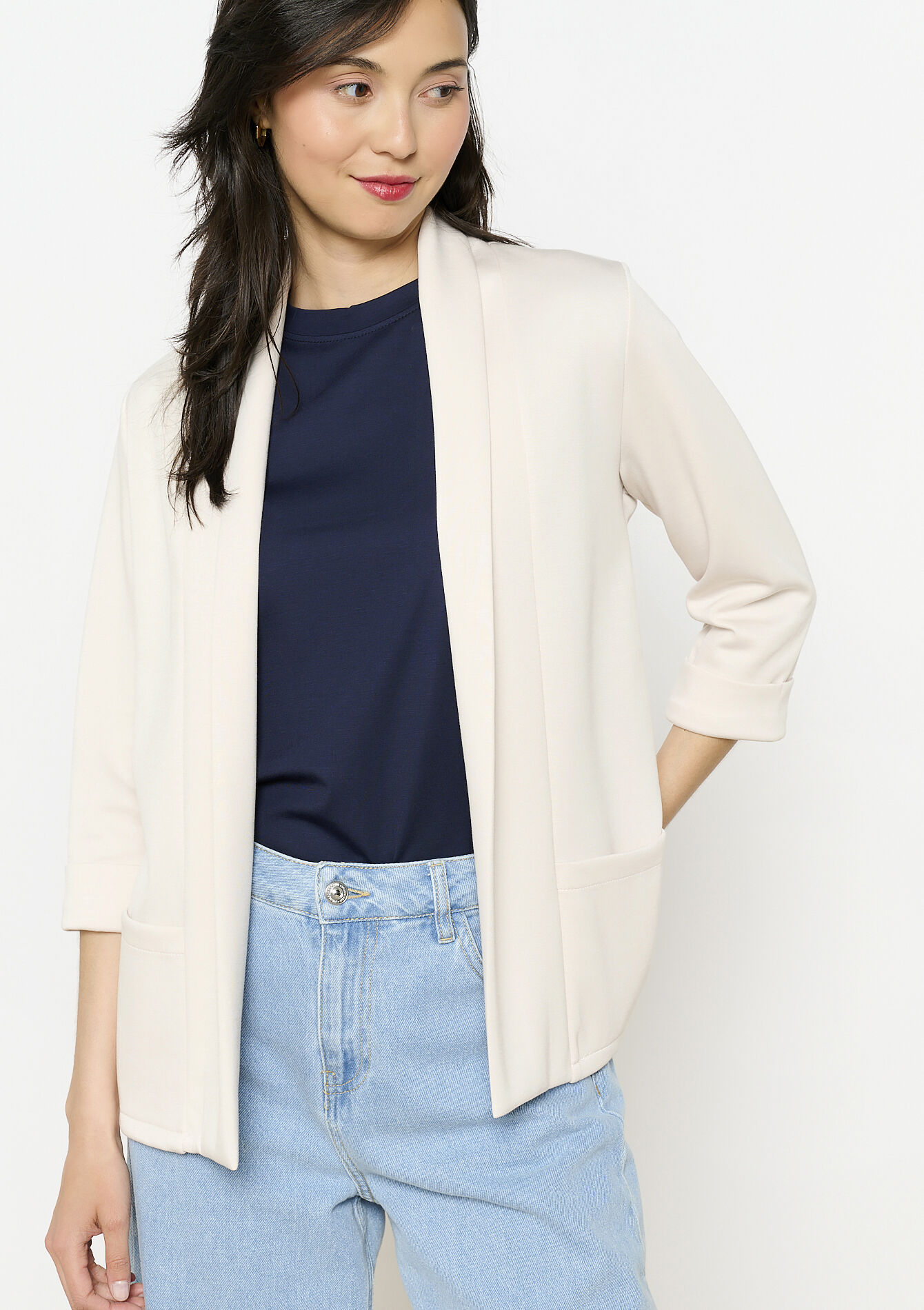 Veste fluide mi-longue, undefined - LT BEIGE - undefined