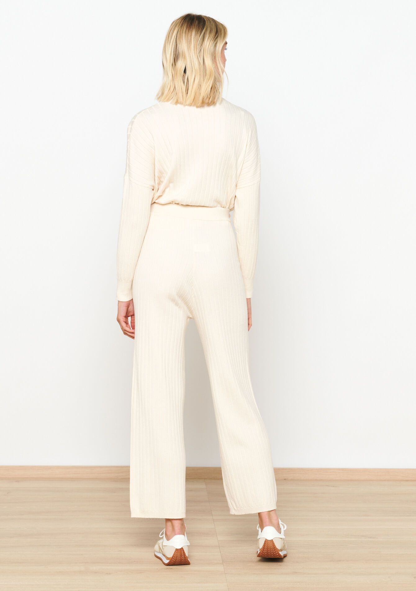 Pantalon en maille côtelée, Pantalon en maille côtelée - VANILLA WHITE - 15100233_1013