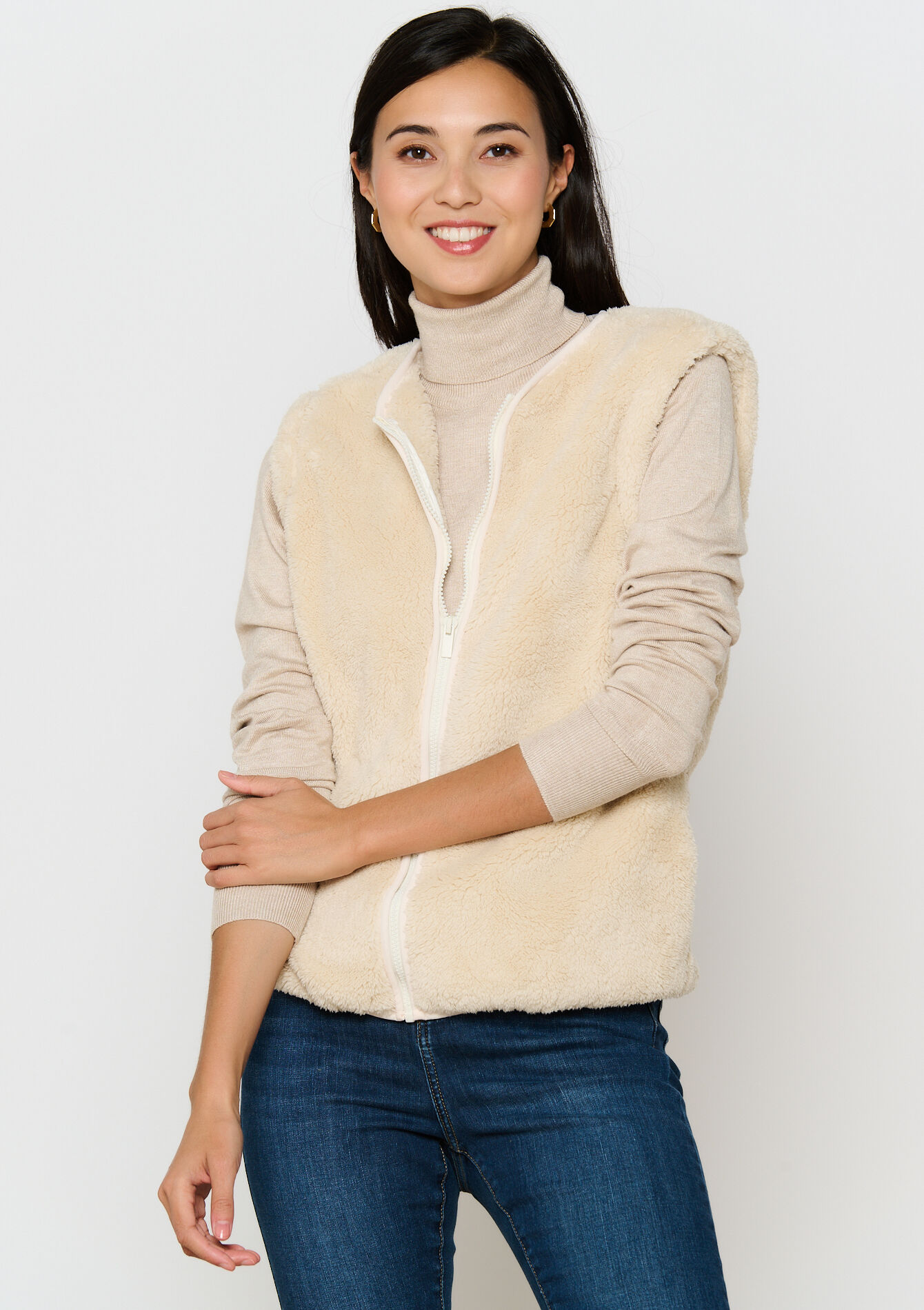 Polaire avec manches détachables, Polaire avec manches détachables - LIGHT BEIGE MEL - 15100267_1003