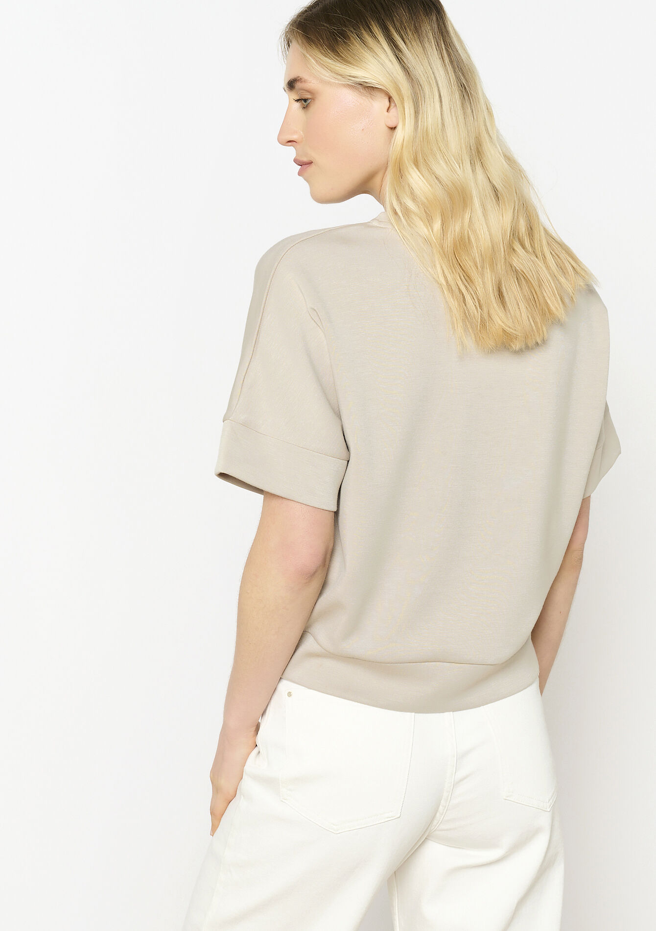 T-shirt in sweatstof, T-shirt in sweatstof - TAUPE - 15100315_1021