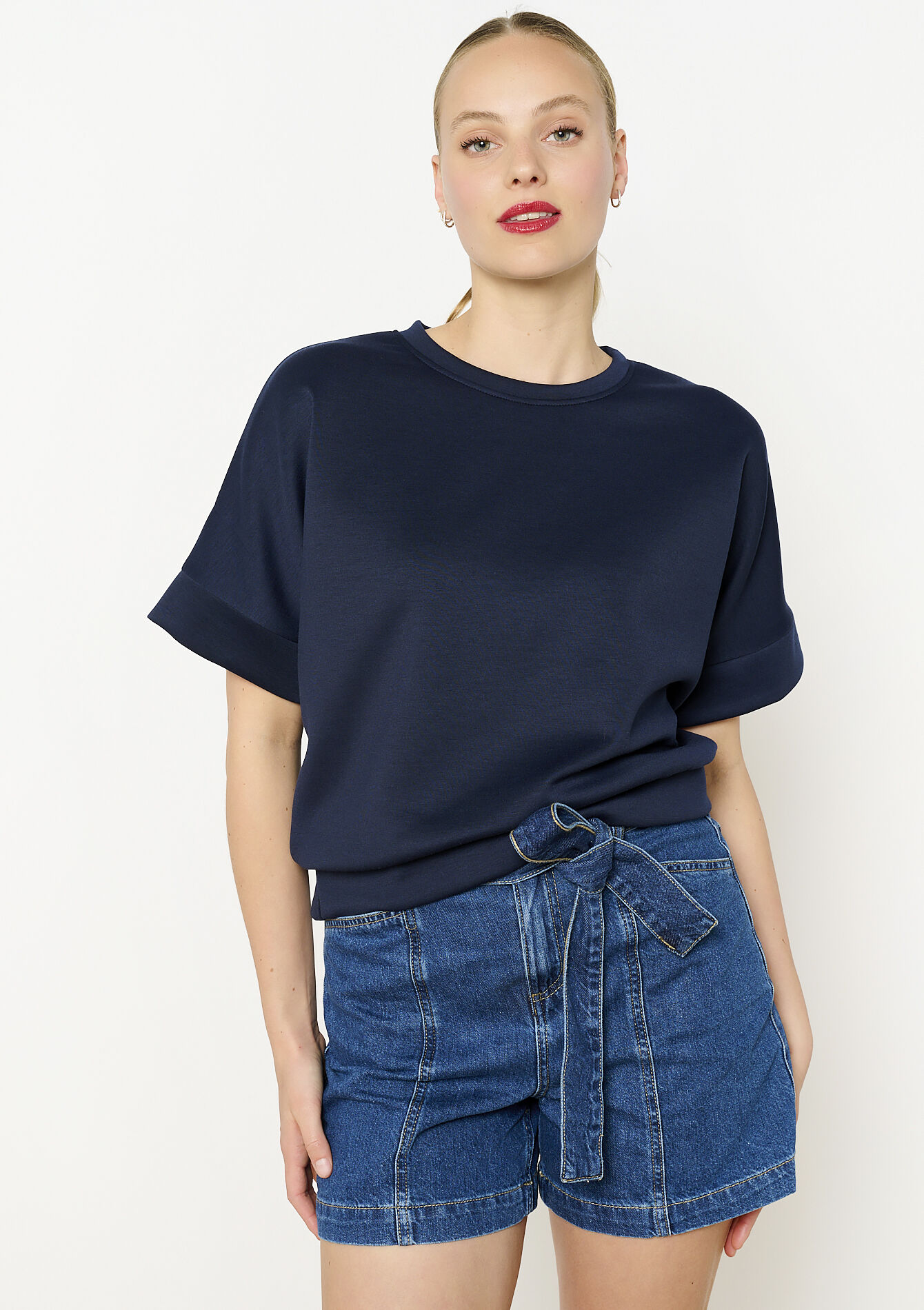 T-shirt en sweat, undefined - NAVY BASIC - undefined
