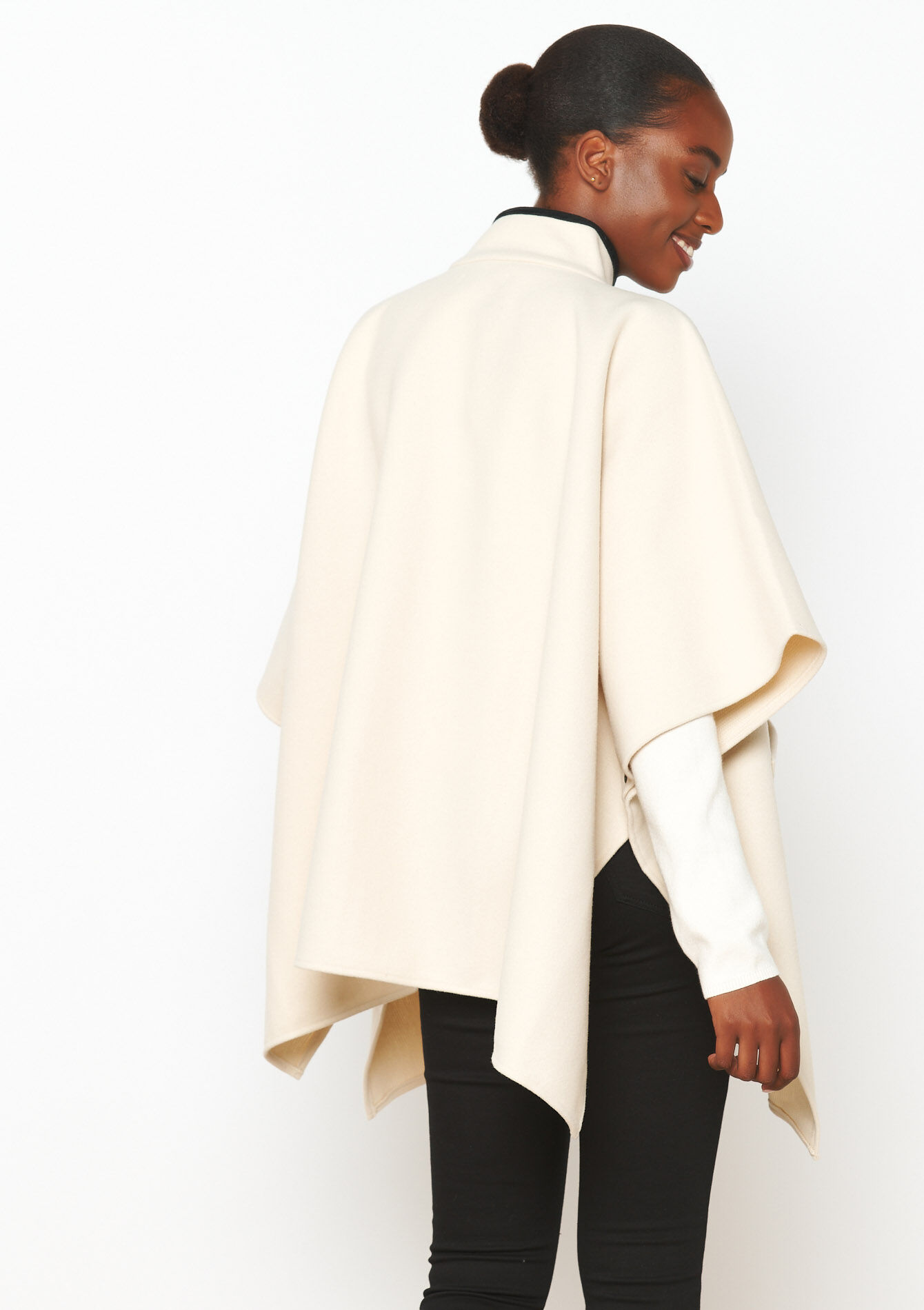 Poncho avec boutons en bois, Poncho avec boutons en bois - ECRU PEACH - 1101863