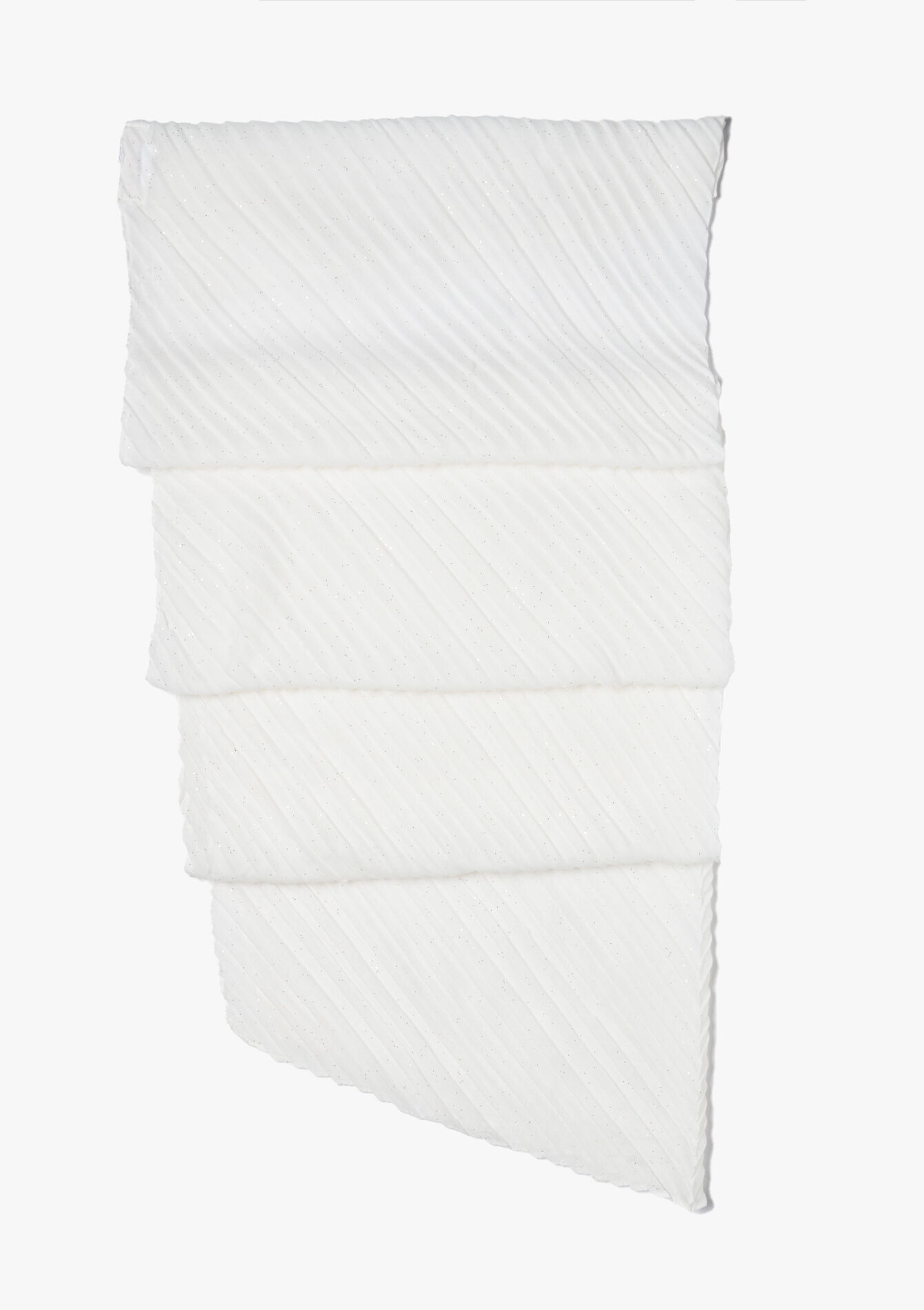 Scarf with plissé and sequins, Scarf with plissé and sequins - VANILLA WHITE - 1119607
