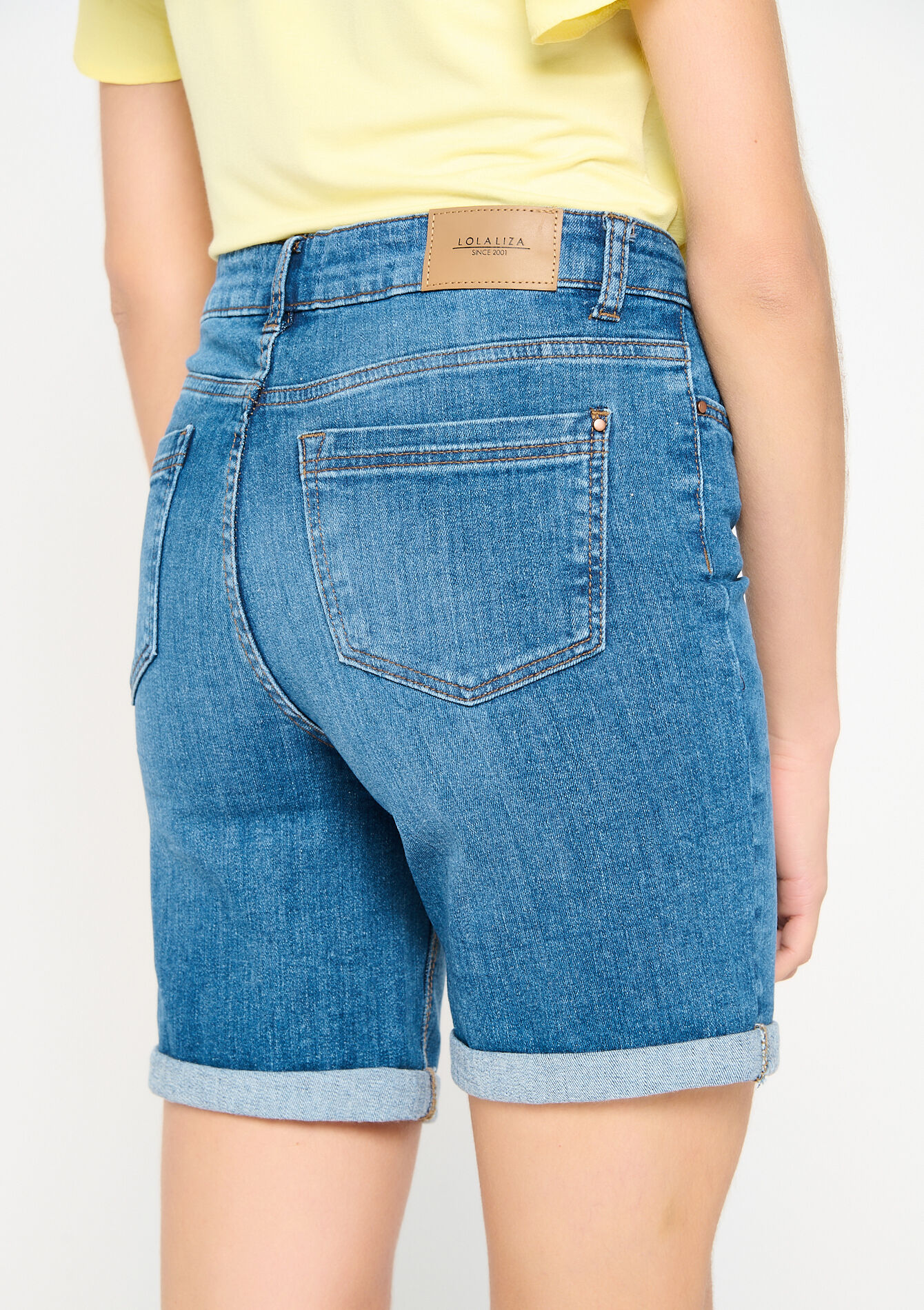 Long denim shorts, undefined - MEDIUM BLUE - undefined