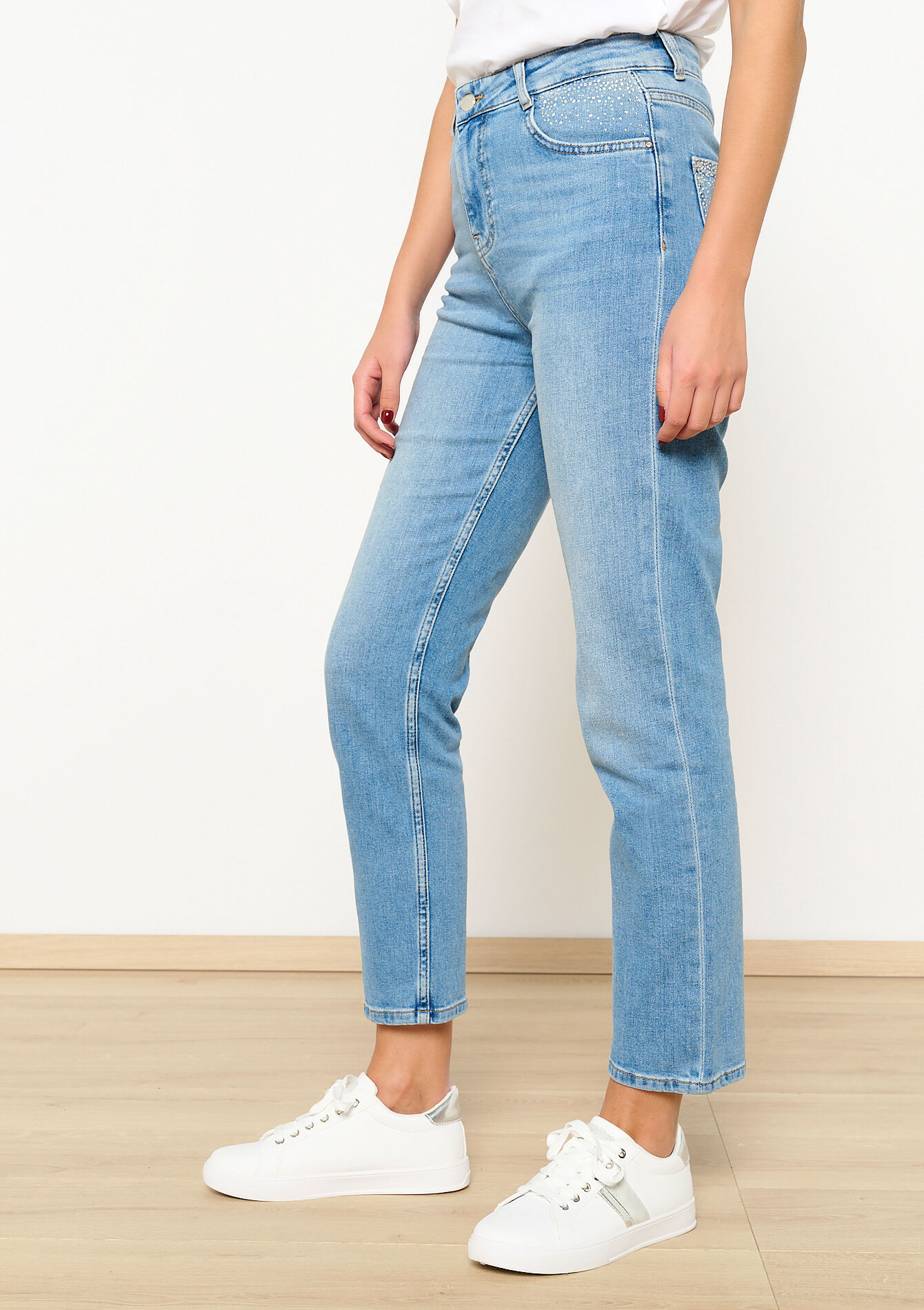 Jeans met strass, Jeans met strass - BLUE BLEACHED - 22000521_0502