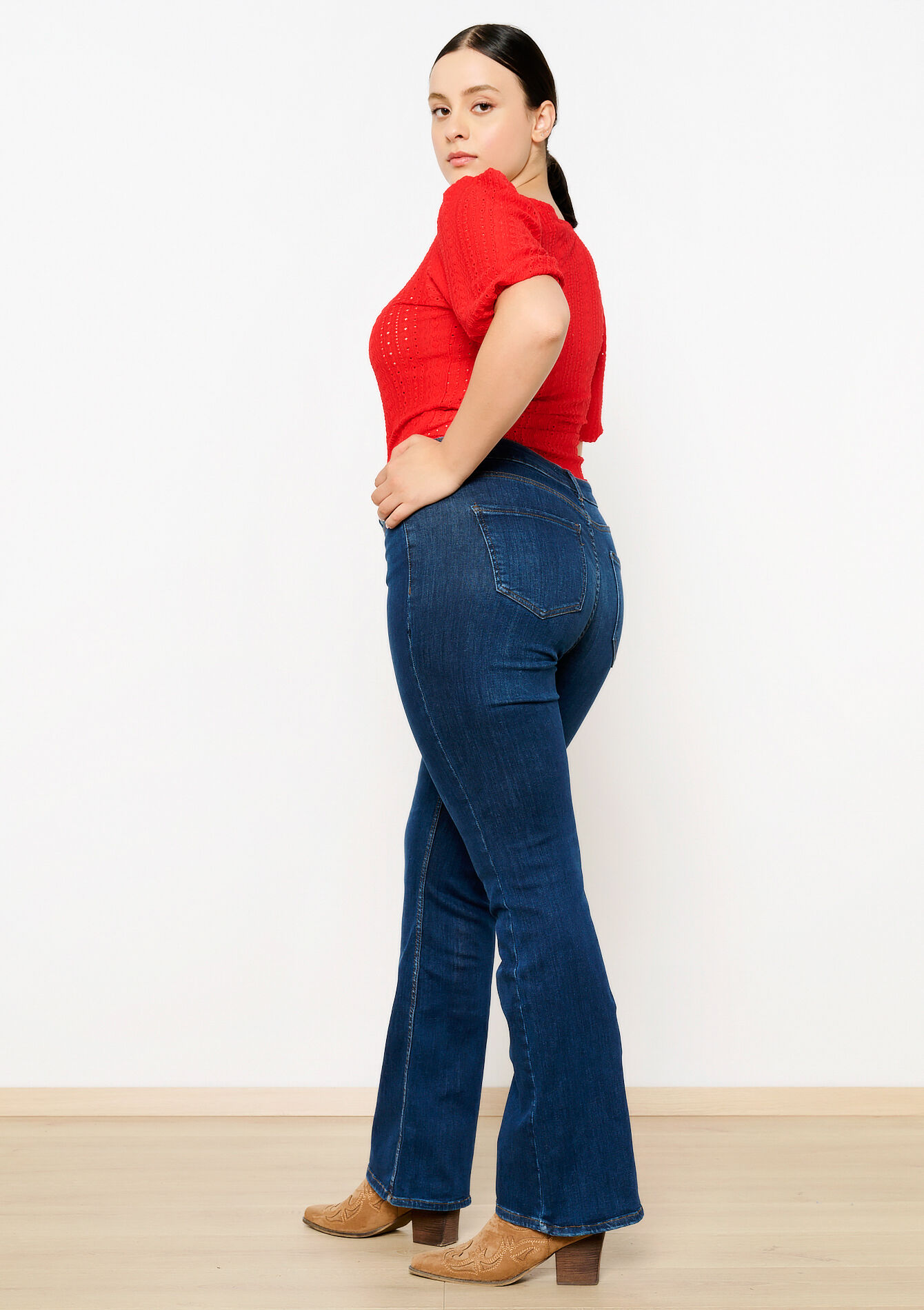 Bootcut jeans with high waist, Bootcut jeans with high waist - DARK BLUE - 22000541_0501