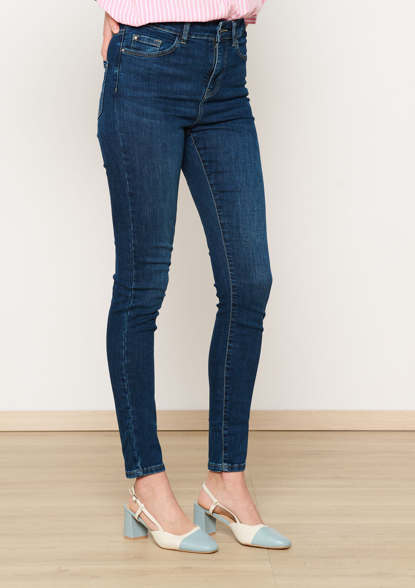 High waist skinny jeans, High waist skinny jeans - DARK BLUE - 22000561_0501