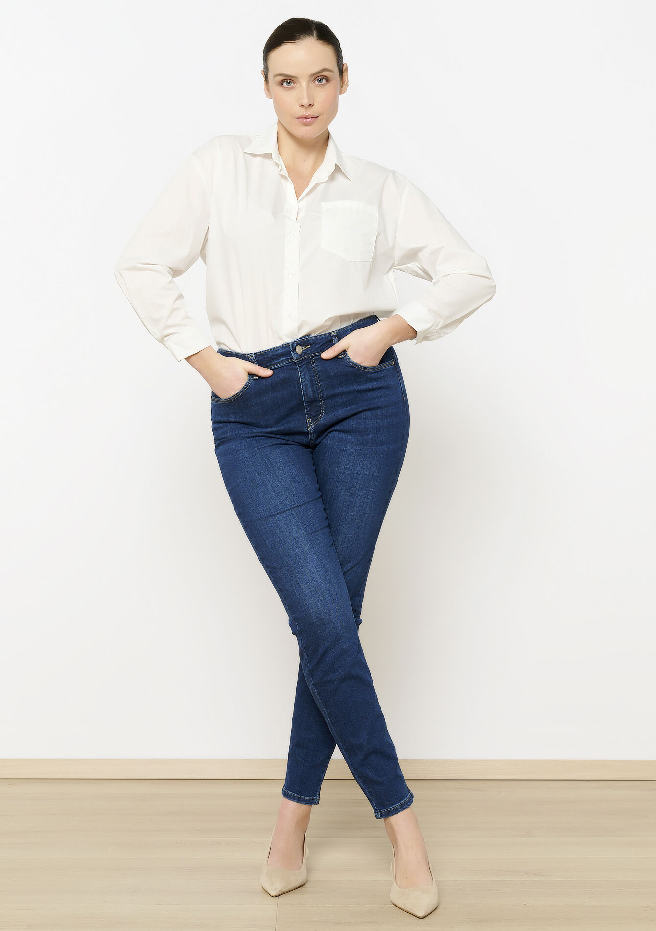 High waist skinny jeans, High waist skinny jeans - DARK BLUE - 22000561_0501